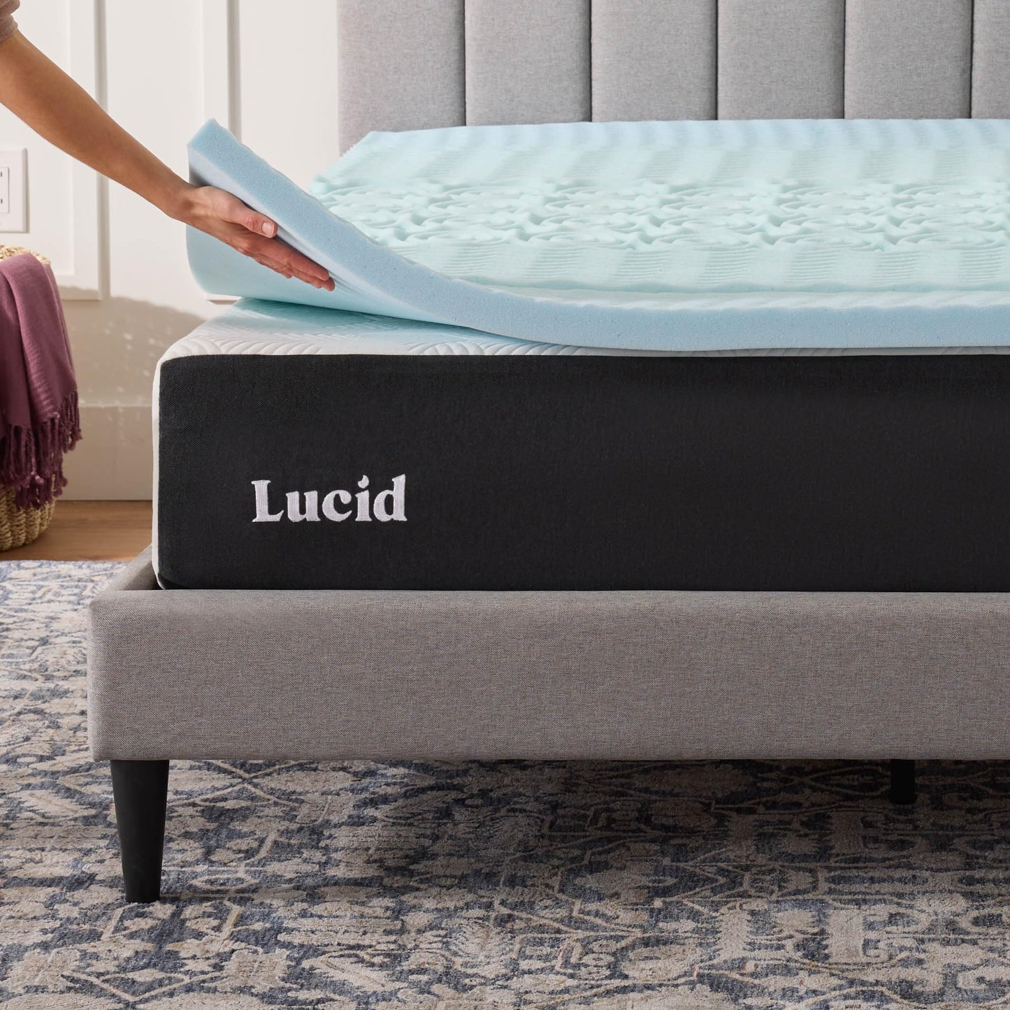 LUCID 2 Inch Gel Memory Foam Mattress Topper, Twin XL size – 5 Zones – Cooling Gel Infusion – CertiPur Certified Foam