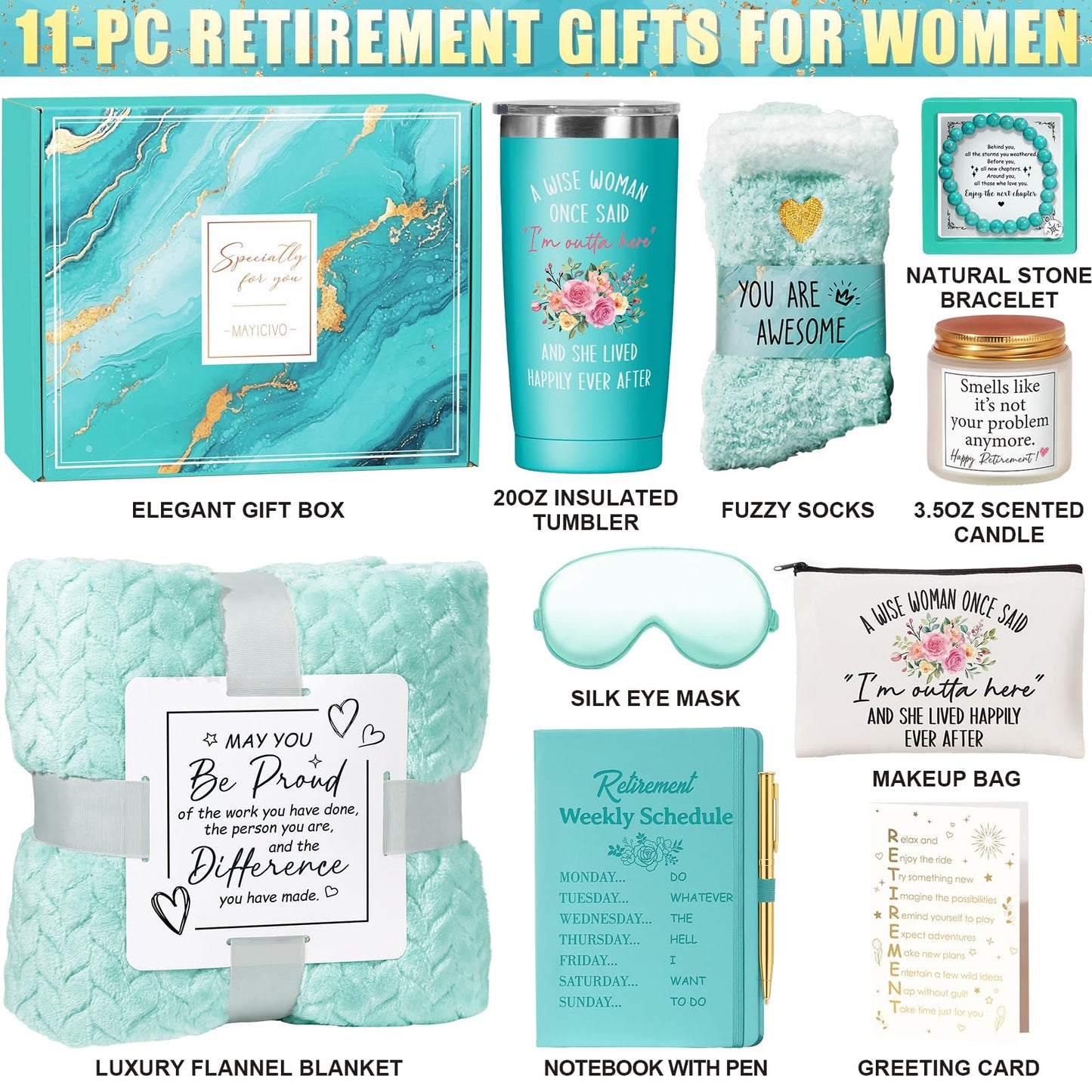Happy Retirement Gift for Woman 2026, Cool Retirement Gifts for Women Coworkers, Funny Retired Gifts Idea for Women Teacher Nurse Retirees Boss Friends Mom Grandma, Farewell Leaving Gift with Blanket