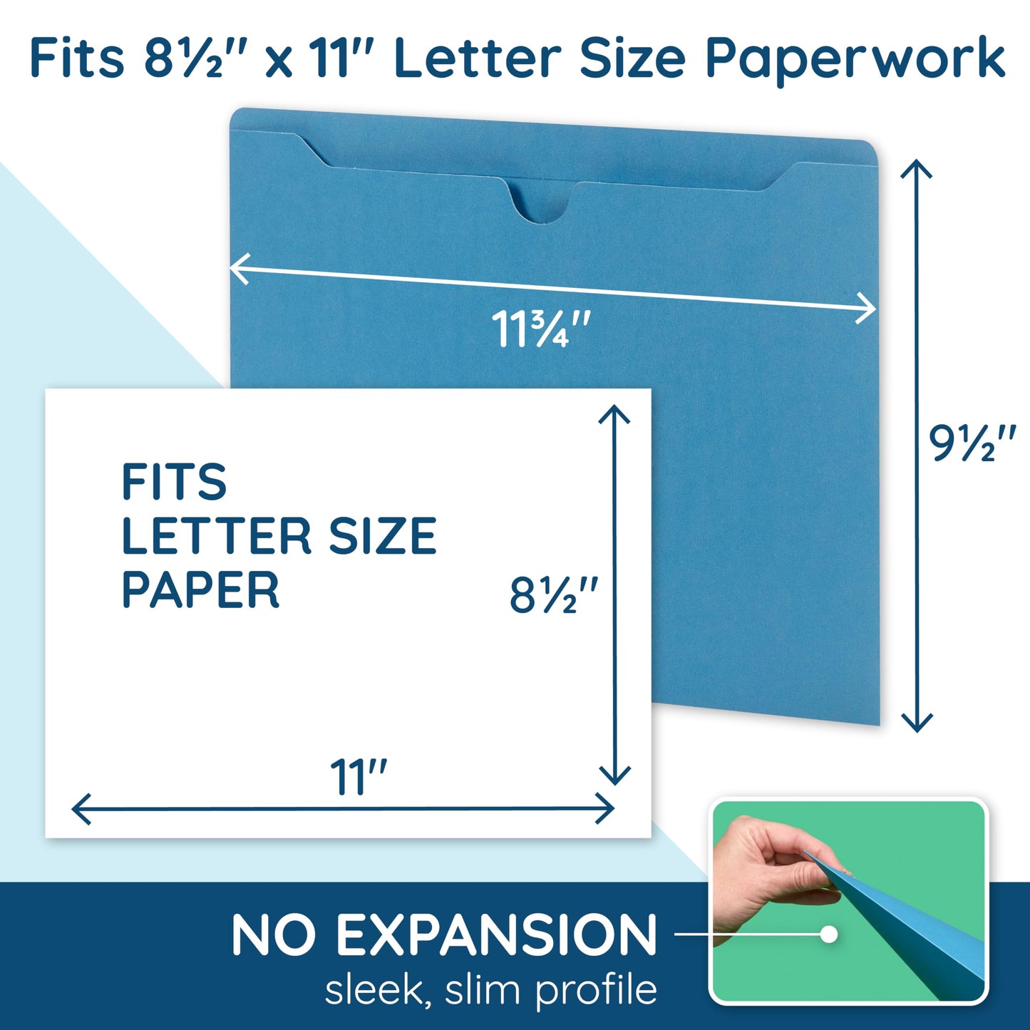 Blue Summit Supplies 100 Blue File Jackets, Reinforced Straight Cut Tab, Designed for Use in Standard Hanging Files, Letter Size, 100 Pack