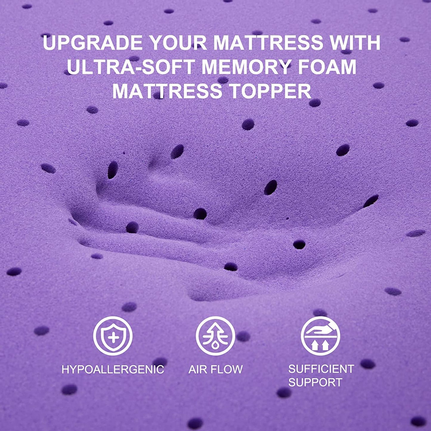 SINWEEK 1.5 Inch Gel Memory Foam Mattress Topper Ventilated Soft Pressure Relieve Mattress Pad, Breathable Bed Topper, CertiPUR-US Certified, Full Size