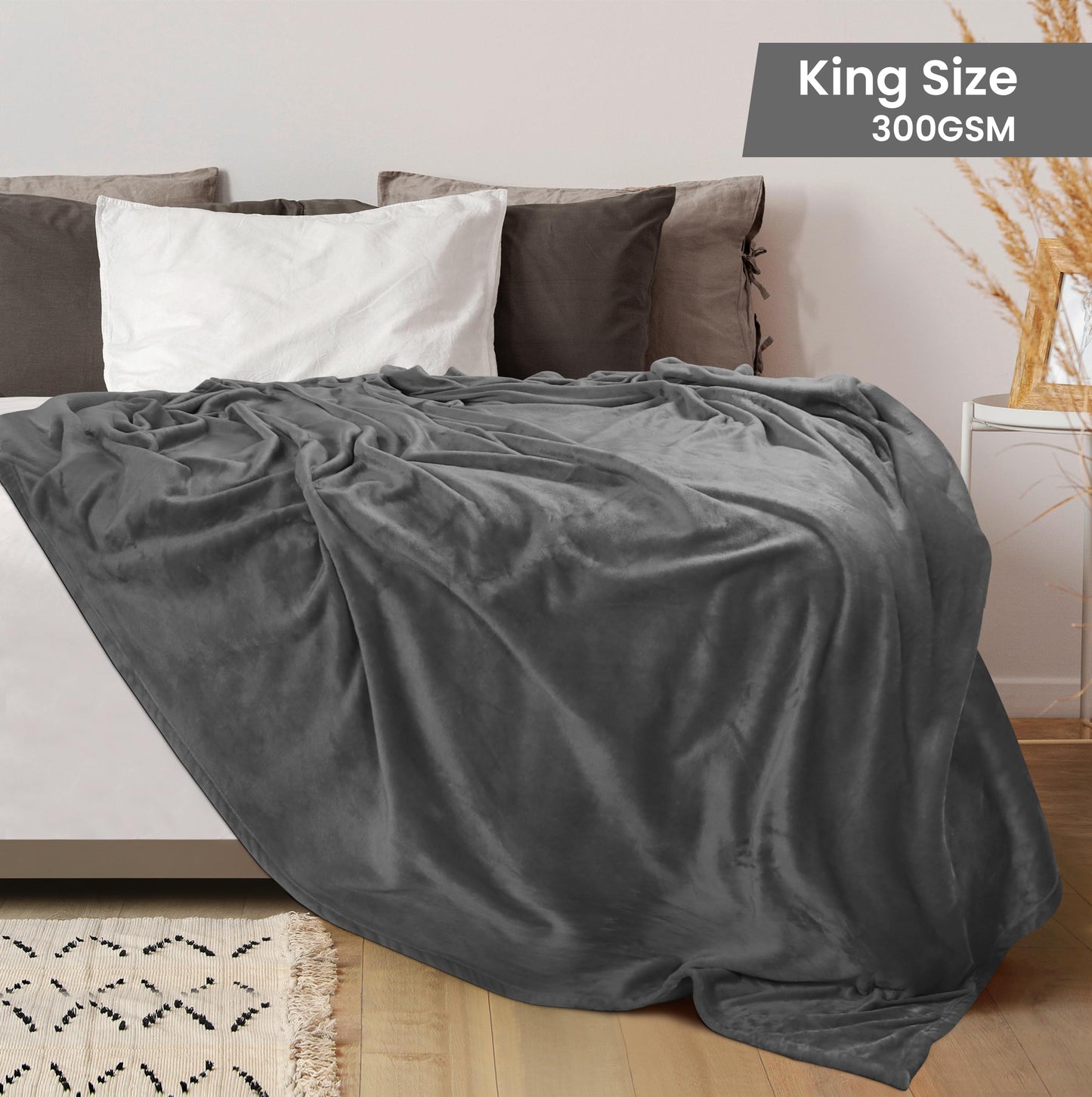 Utopia Bedding Fleece Blanket King Size Grey (90x102 Inches) Ultra Soft Warm Lightweight Microfiber Breathable Anti-Static Cozy Bed Blanket, All-Season Home Decor Gift for Men & Women