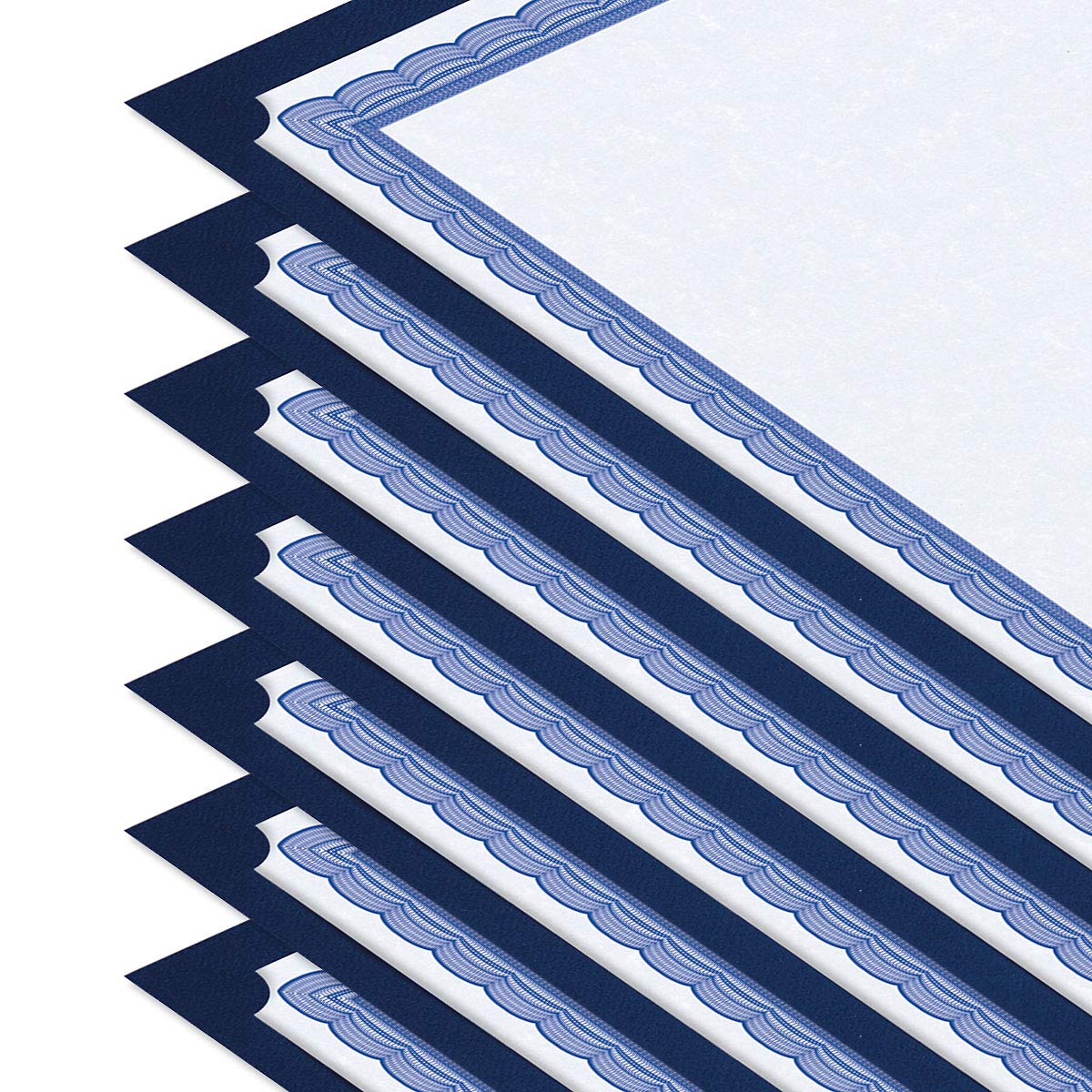 Plain Blue Certificate Holders - Pack of 25, Linen Cover 80 lb. Stock, Single-Sided, Die-Cut Corners, for Office, Business Awards, Graduation, School Diploma Holder, 9-1/2" x 12"