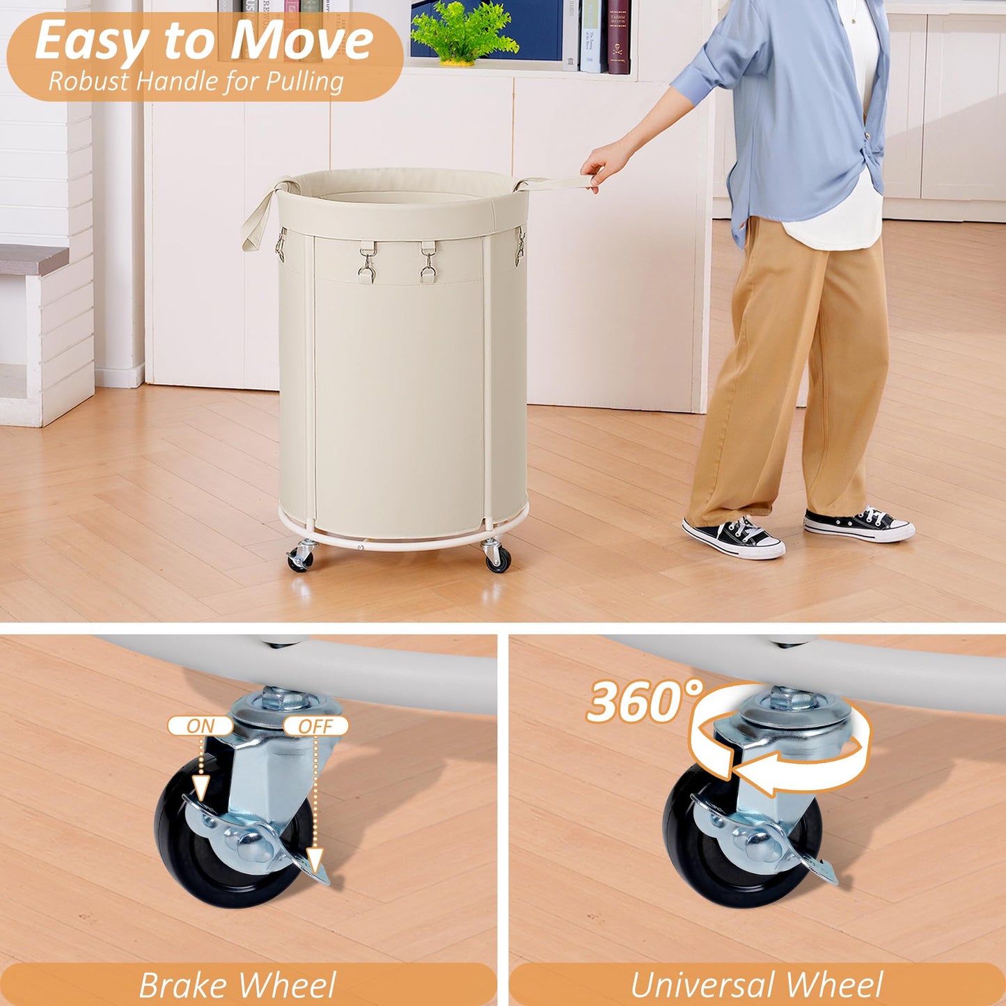 Nyamofly 150L Large Capacity Rolling Laundry Basket Hamper with Wheels, Clothes hamper and Removable Bag for Home, Laundry Room, Bedroom, Bathroom, Apartment, Dorm