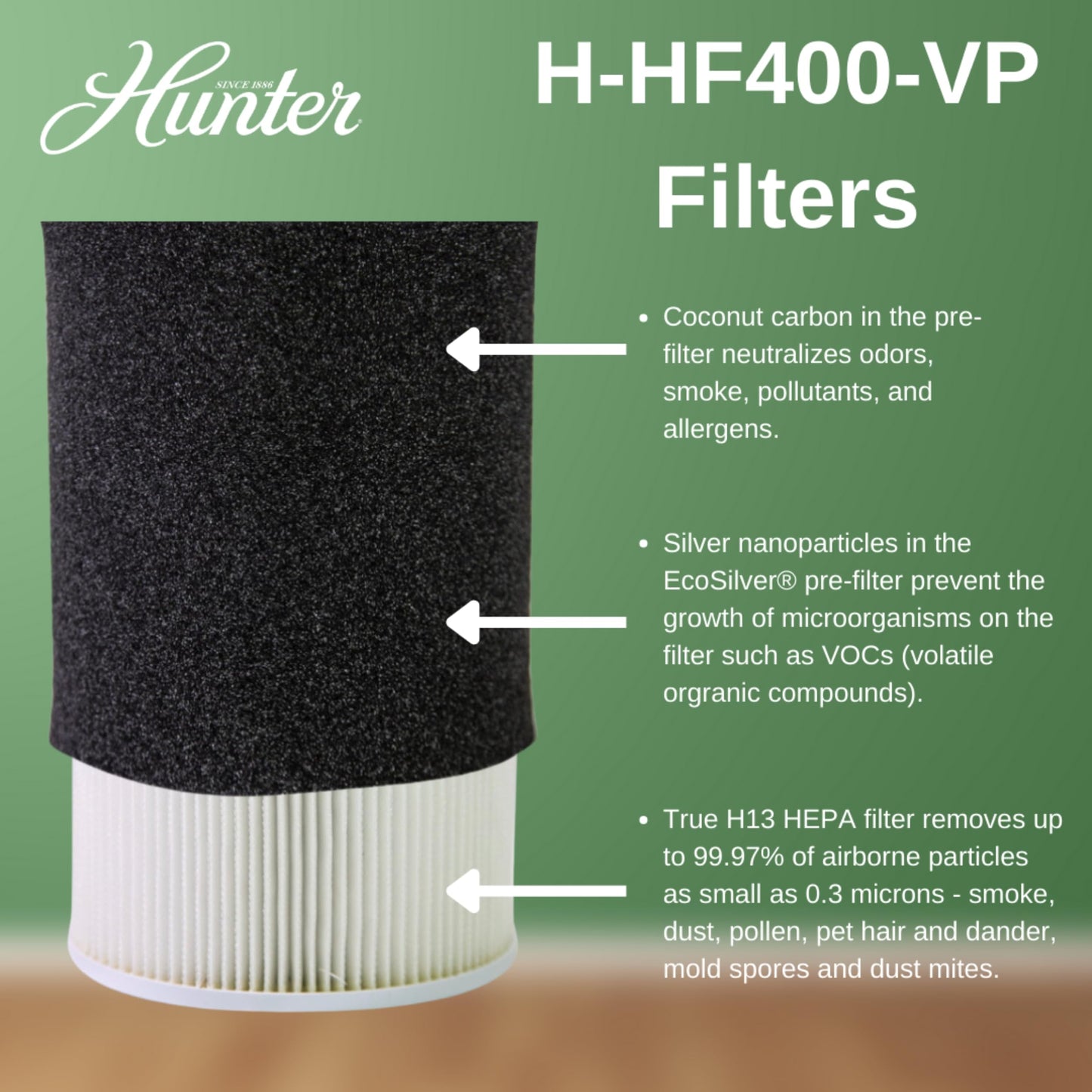 Hunter H-HF400-VP Replacement Filter Value Pack with HEPA Filter and EcoSilver Pre-Filter for HP400 Air Purifier Series