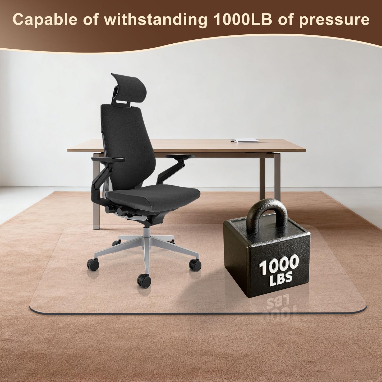 [Upgraded Version] Office Chair Mat for Carpet, 48" x 32" - 0.15" Thick Premium Chair Mats Hard Floor,Odorless, Easy to Clean with 4 Non-Slip Pads for Carpet & Hardwood Floors