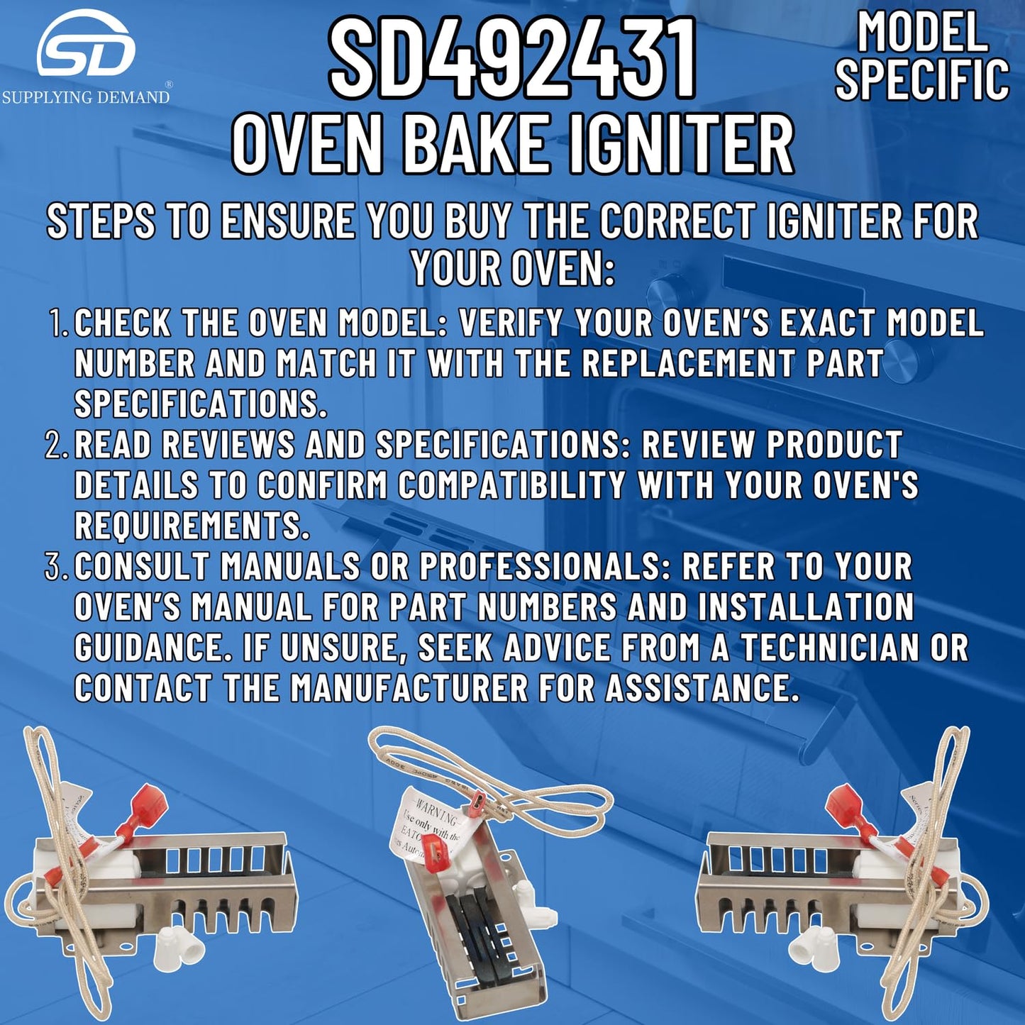 Supplying Demand 00492431 00487383 Gas Range Igniter Replacement Model Specific Not Universal