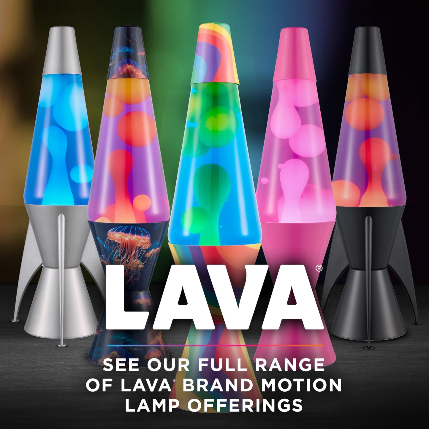 Lava The Original Lamp - 14.5" Trippy Shrooms – Classic Liquid Motion Lamp - Tri-Colored Globe and Black Base - Item #2361 (Amazon Exclusive)