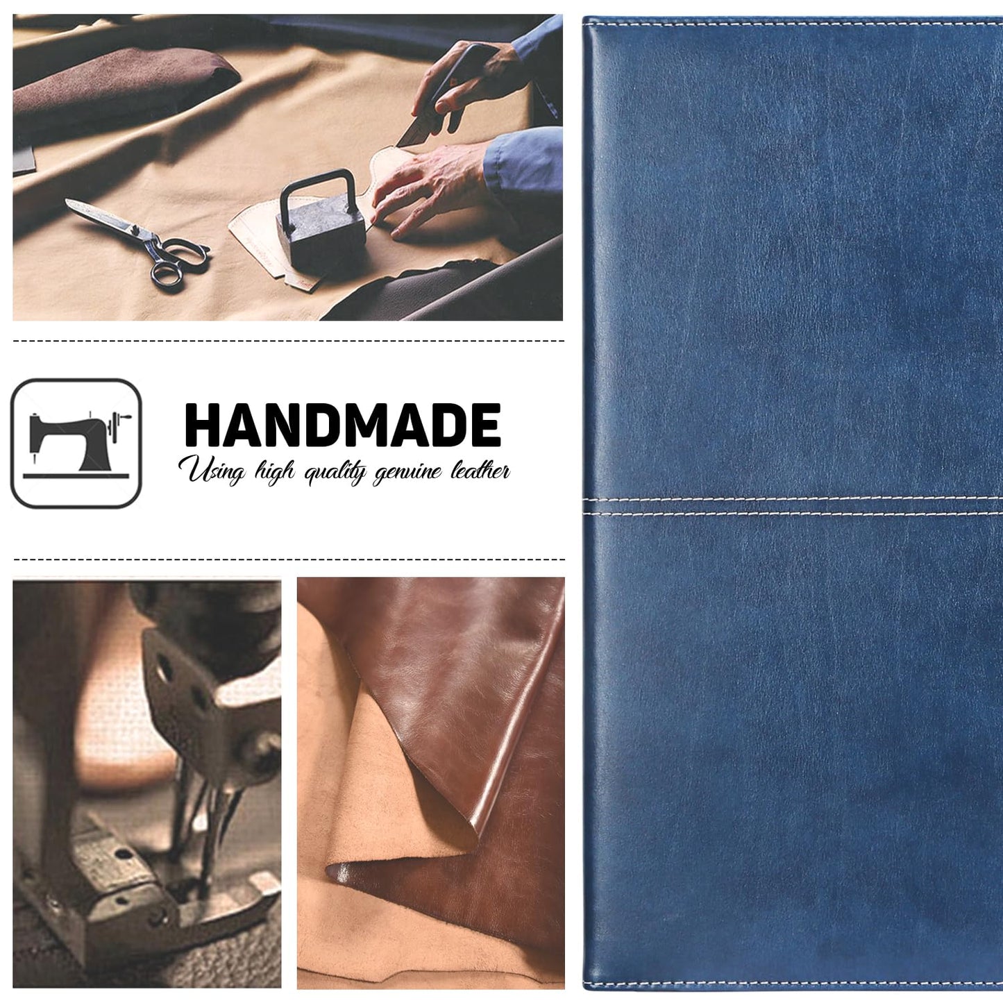 Toplive Padfolio 3 Ring Binder Organizer Business Portfolio Folder for Women, A4/ Letter Size PU Leather Portfolio Padfolio for Interview Conference Presentation, Blue
