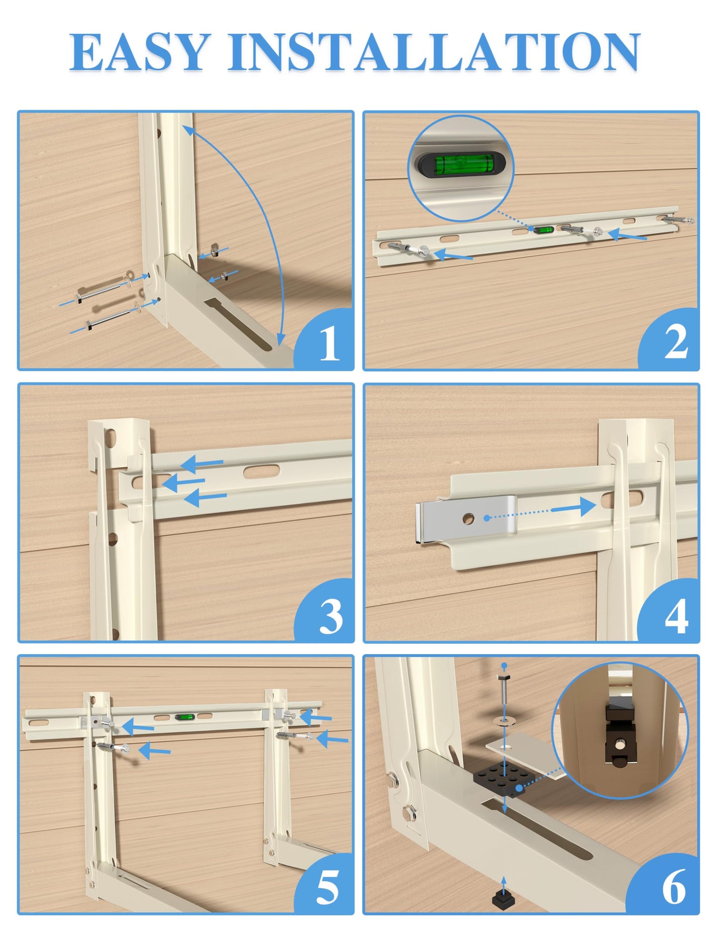 Mini Split Mounting Brackets for Outside, Condenser Bracket with Leveler for 7000 BTU to 24000 BTU Outdoor Ductless Mini Split Air Conditioner Heat Pump AC Systems, Max 490 Lb Capacity