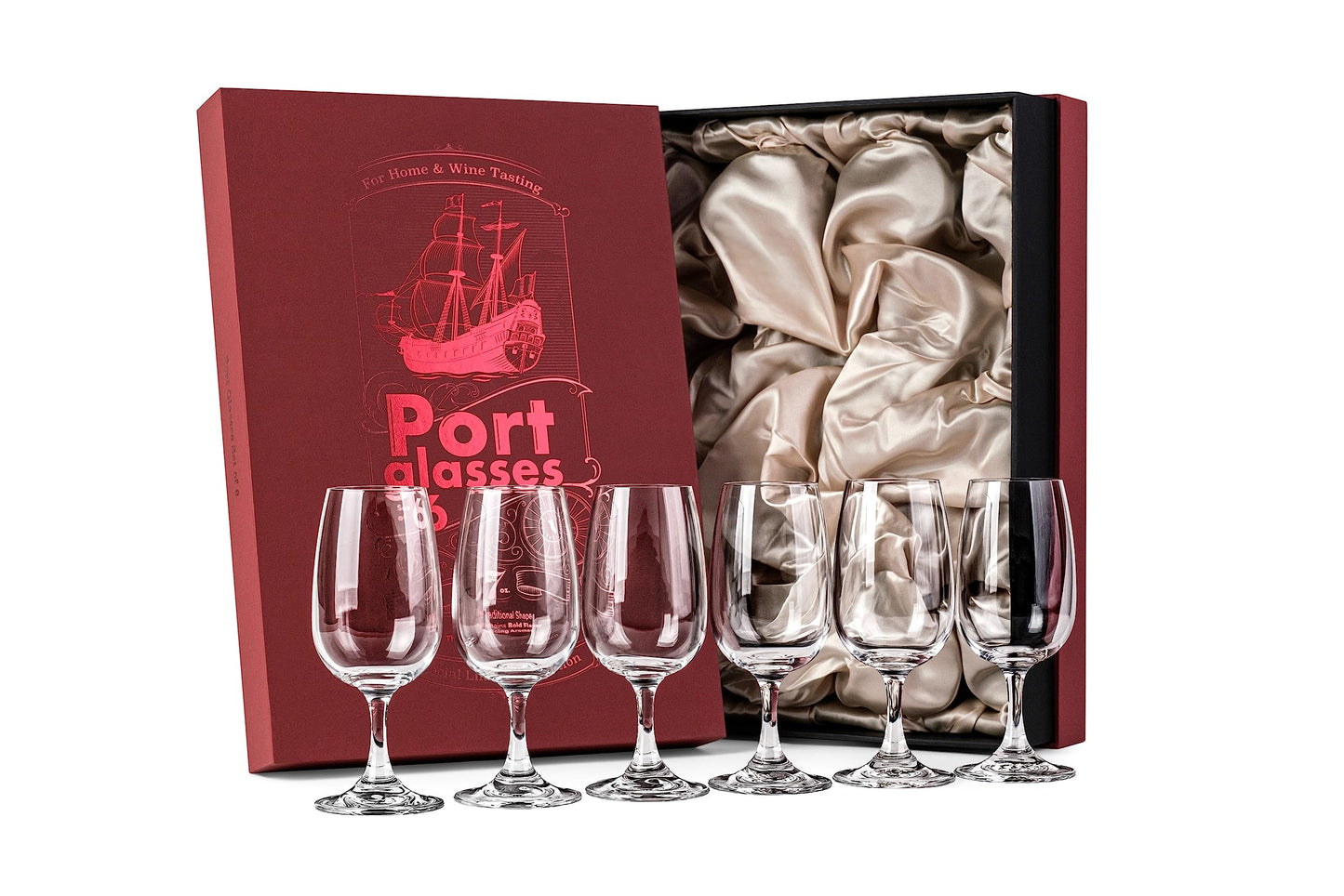 GLASSIQUE CADEAU Port and Dessert Wine, Sherry, Cordial, Aperitif Tasting Glasses | Set of 6 Small Crystal 7 oz Sippers | Mini Short Stem Nosing Taster Copitas