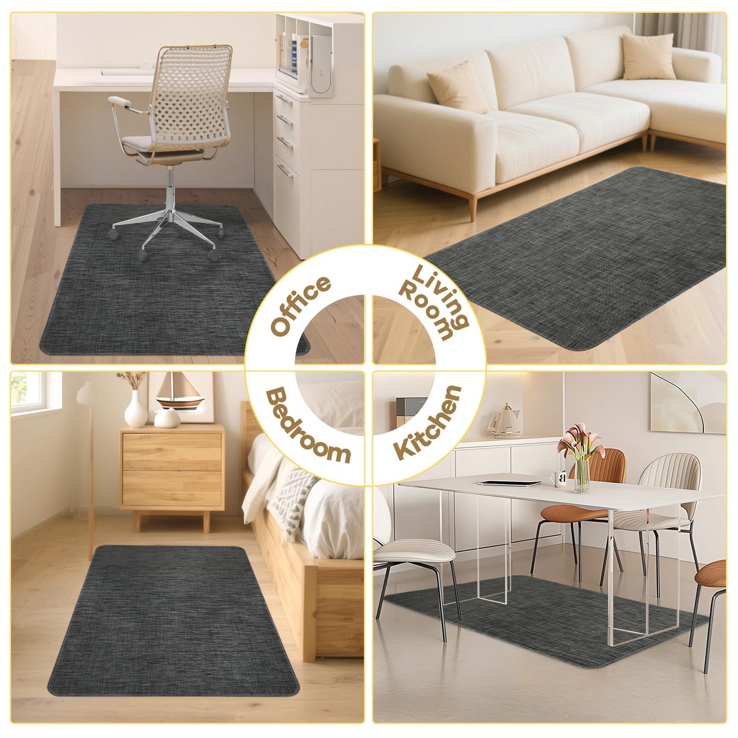 BesWin Large Office Chair Mat for Hardwood Floor, 48" x 60" Desk Floor Mat for Rolling Chair, Heavy Duty Anti-Slip Floor Protector Rug for Home Office, Black