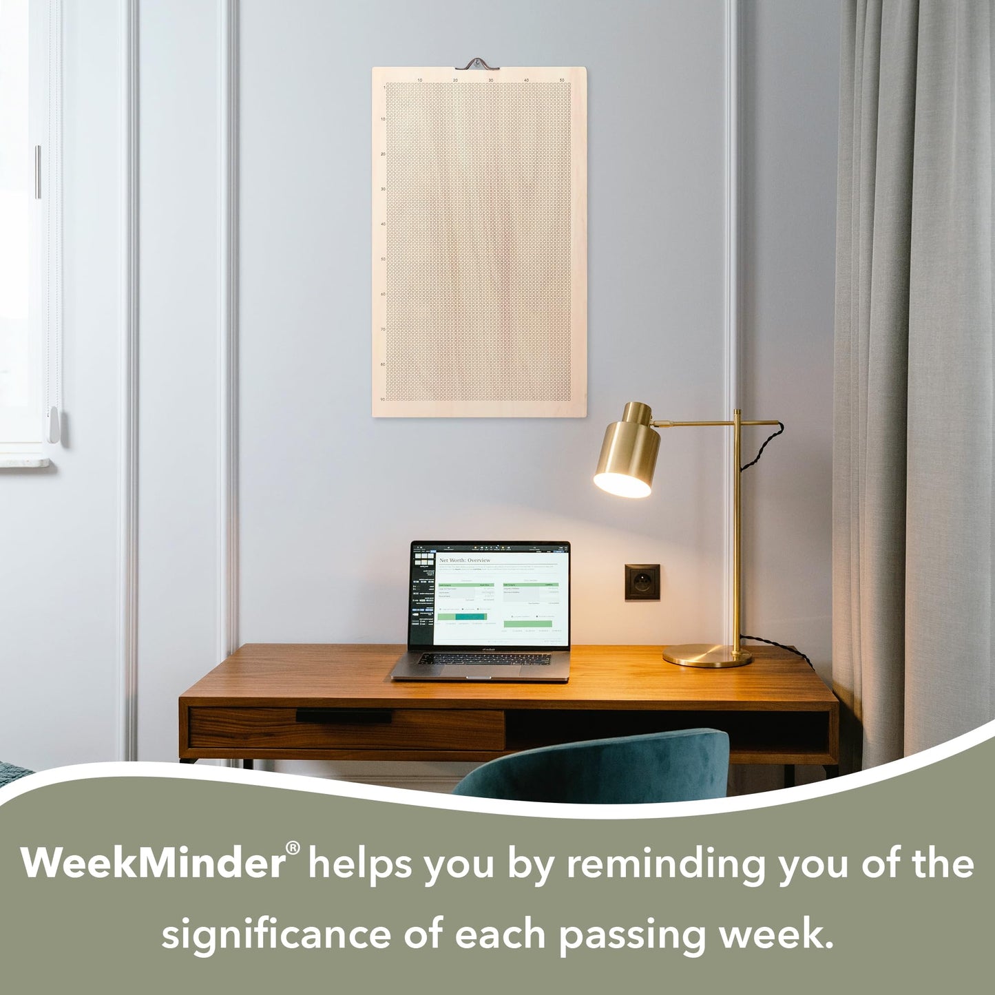 ArtMinder Memento Mori, Life Calendar in Weeks - 90 Years Poster of My Life in 4000 Weeks, Motivational Stoic Calendar to Develop Habits in 4K, (Baltic Birch Wood, Engraved - Squares)