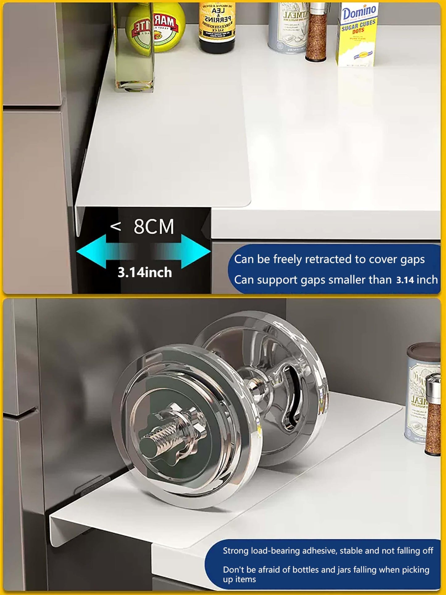 Metal Kitchen Refrigerator Gap Partition Countertop Gap Extension Board,Gap Covers Between Countertop and Walls, Refrigerator Side Partition, No Drill(White,23.62 * 3.93inch)