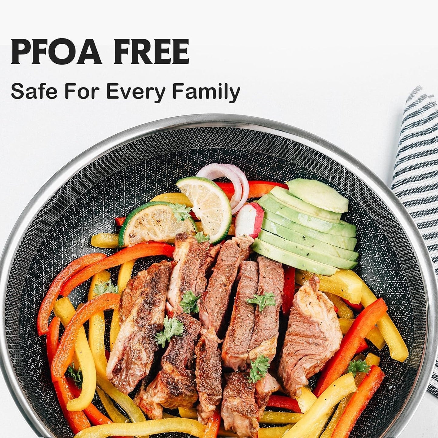SNOWCLAD Frying Pan, 10 Inch Hybrid Non Stick Stainless Steel Skillets, Dishwasher Induction Oven Broiler Safe, Non Toxic Chef's Pan, PFOA Free Cookware