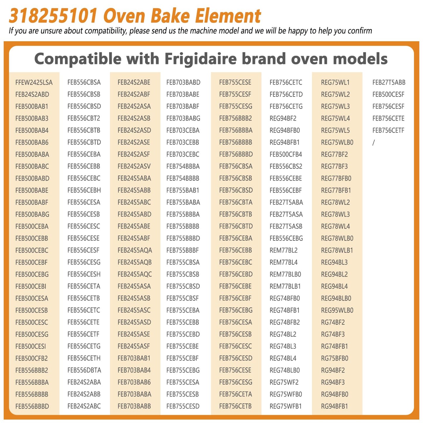 𝑼𝑷𝑮𝑹𝑨𝑫𝑬𝑫 318255101 Oven Bake Element, Oven Bake Heating Element, Fit for Frigidaire FEB24S5ASB FEB24S2ABF FEB24S2ASA FEB24S2ABD FEB24S5ABB FEB24S5ASC FEB24S5ABC FEB24S2ABE FEB24S2ASB
