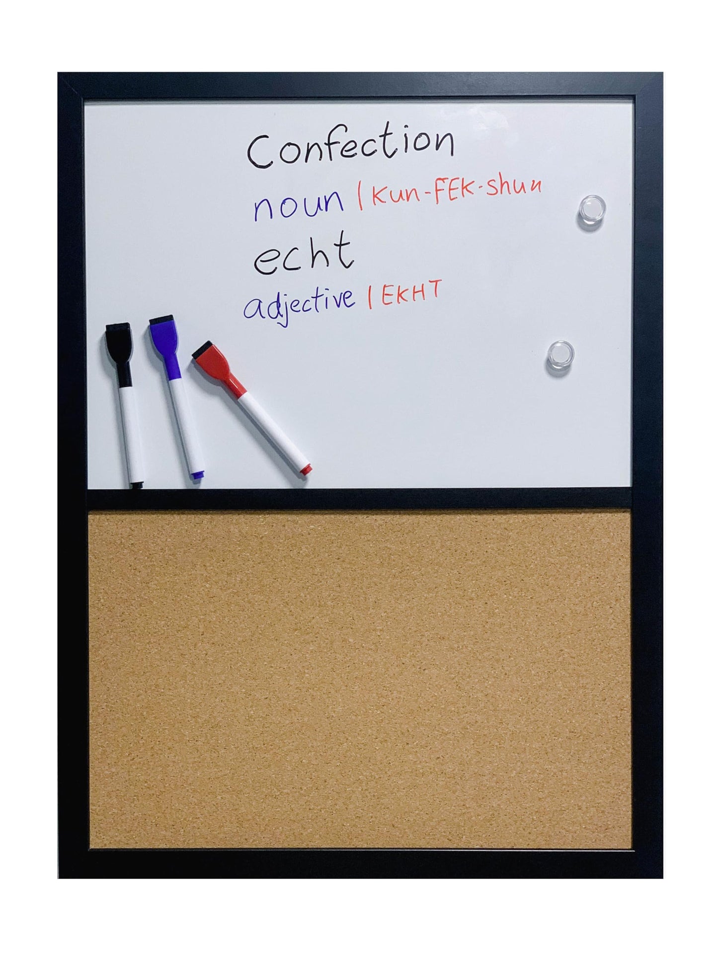 MURIWAI Combination Board Magnetic Dry Erase Board & Corkboard,24''x18'' Combo Board, Black Frame