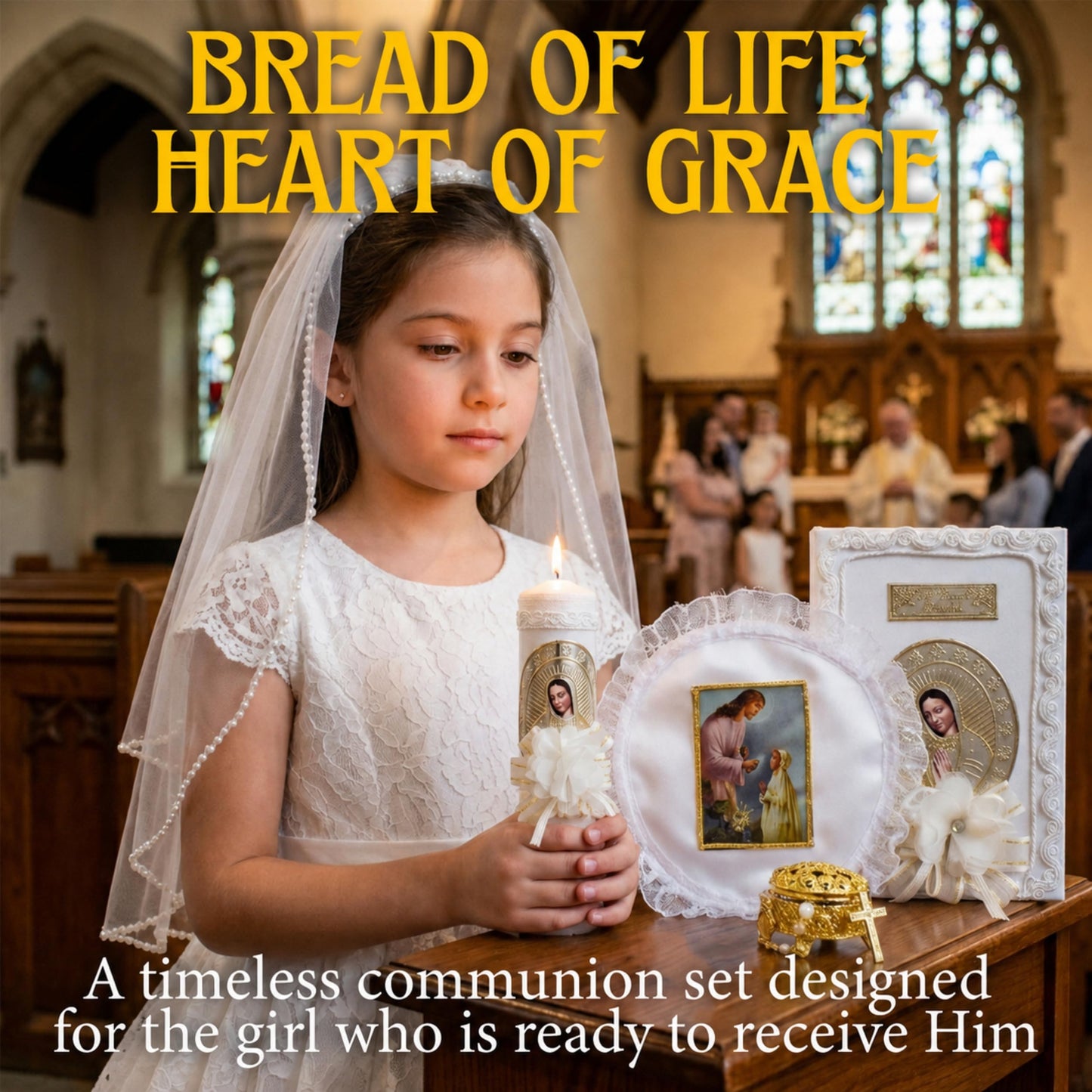First Communion Bible and Candle Set in Spanish - Biblia y Vela de Primera comunión para niña - Vela para Primera comunion niña - First Communion Candle Set for Girl - recuerdos de Primera comunion