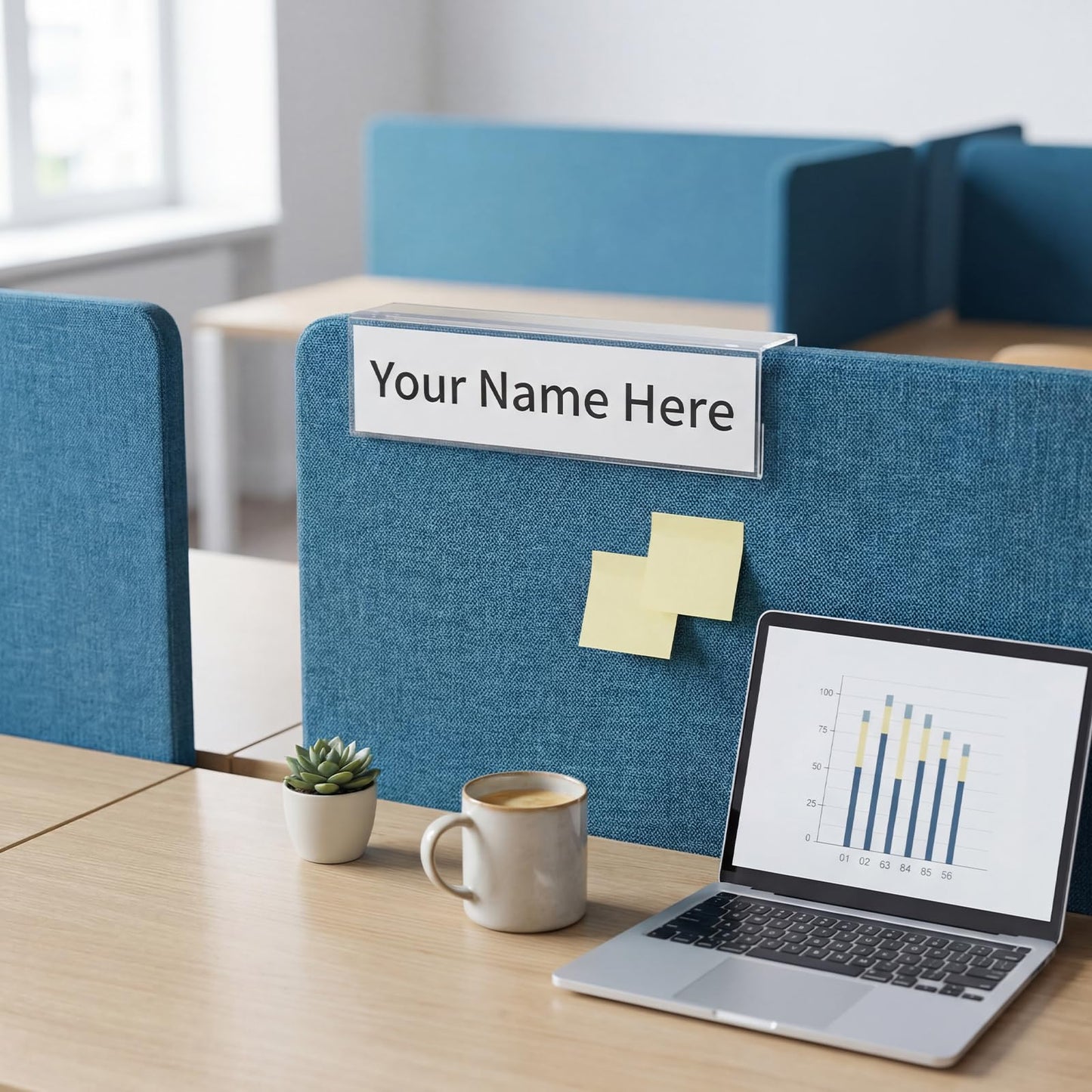 Fumete 10 Pack Double Sided Cubicle Acrylic Name Plate, 8.5" x 2.5" Ultra High Definition Acrylic with Thick Desk Name Sign Holders for Office Meeting Business fit 3 Inch Cubicle Wall Display