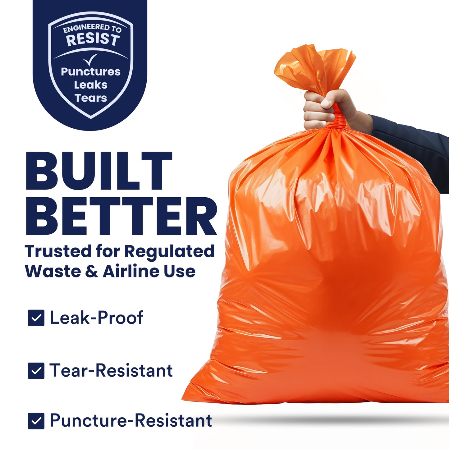 Plasticplace 42 Gallon Trash Bags |3.0 Mil | Orange Heavy Duty Contractor Trash Bags | 33" x 48", 50 Count (Pack of 1)