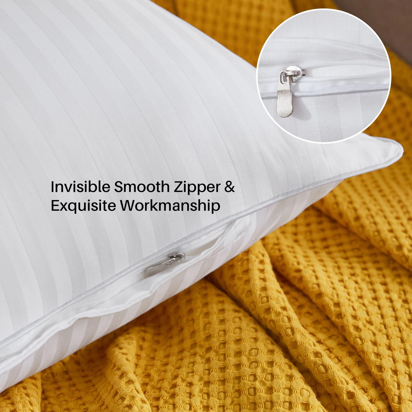 Oubonun 18 x 18 Throw Pillow Inserts, Firm and Fluffy Decorative Square Pillows for Couch Bed Sofa with Soft Cotton Cover White Cushion with Down Alternative Pack of 4