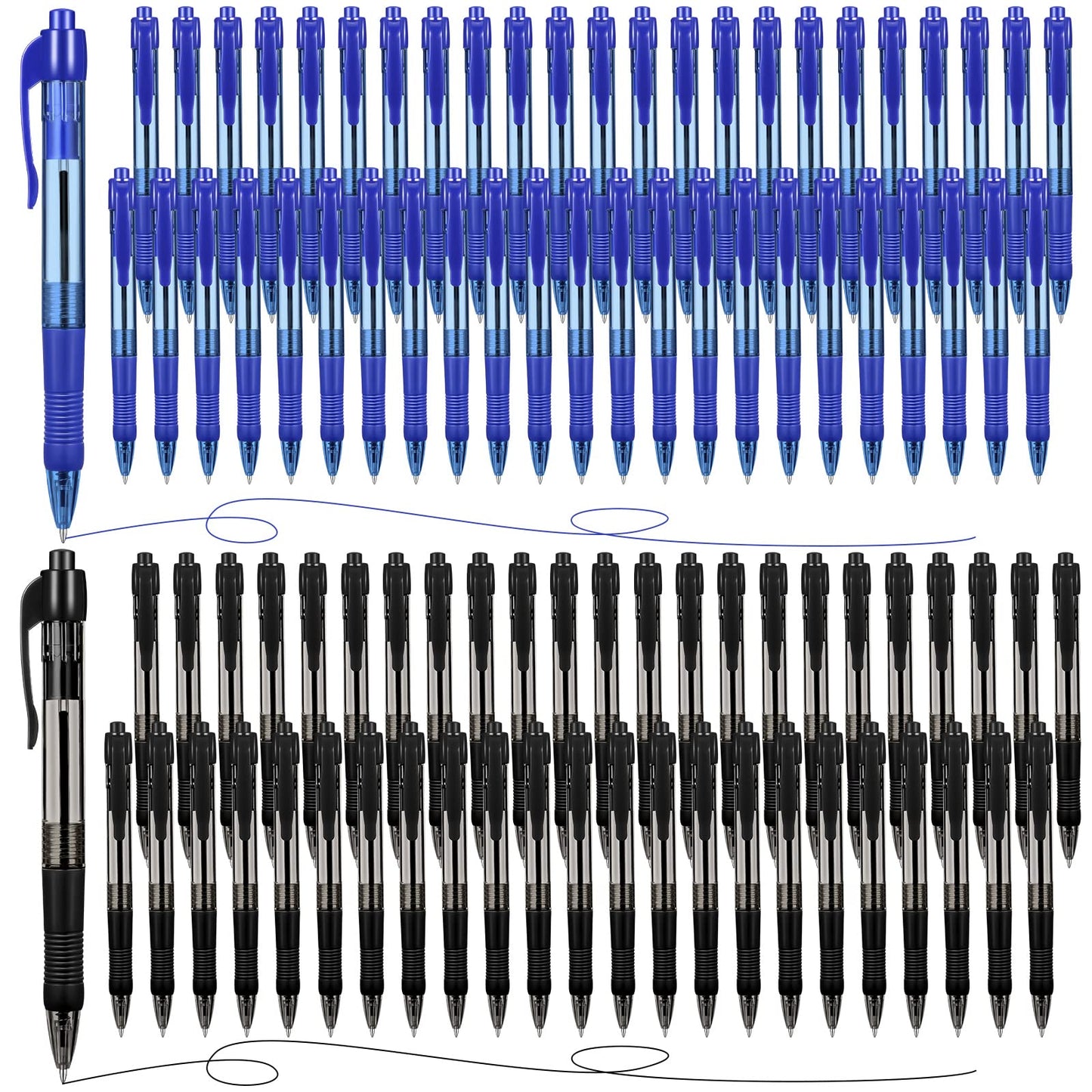 Fainne 300 Pcs Retractable Ballpoint Pens Bulk Medium Point (1.0 mm) Smooth Writing Pens for Journal Notebook Writing Office Supplies Click Pen (Blue, Black)