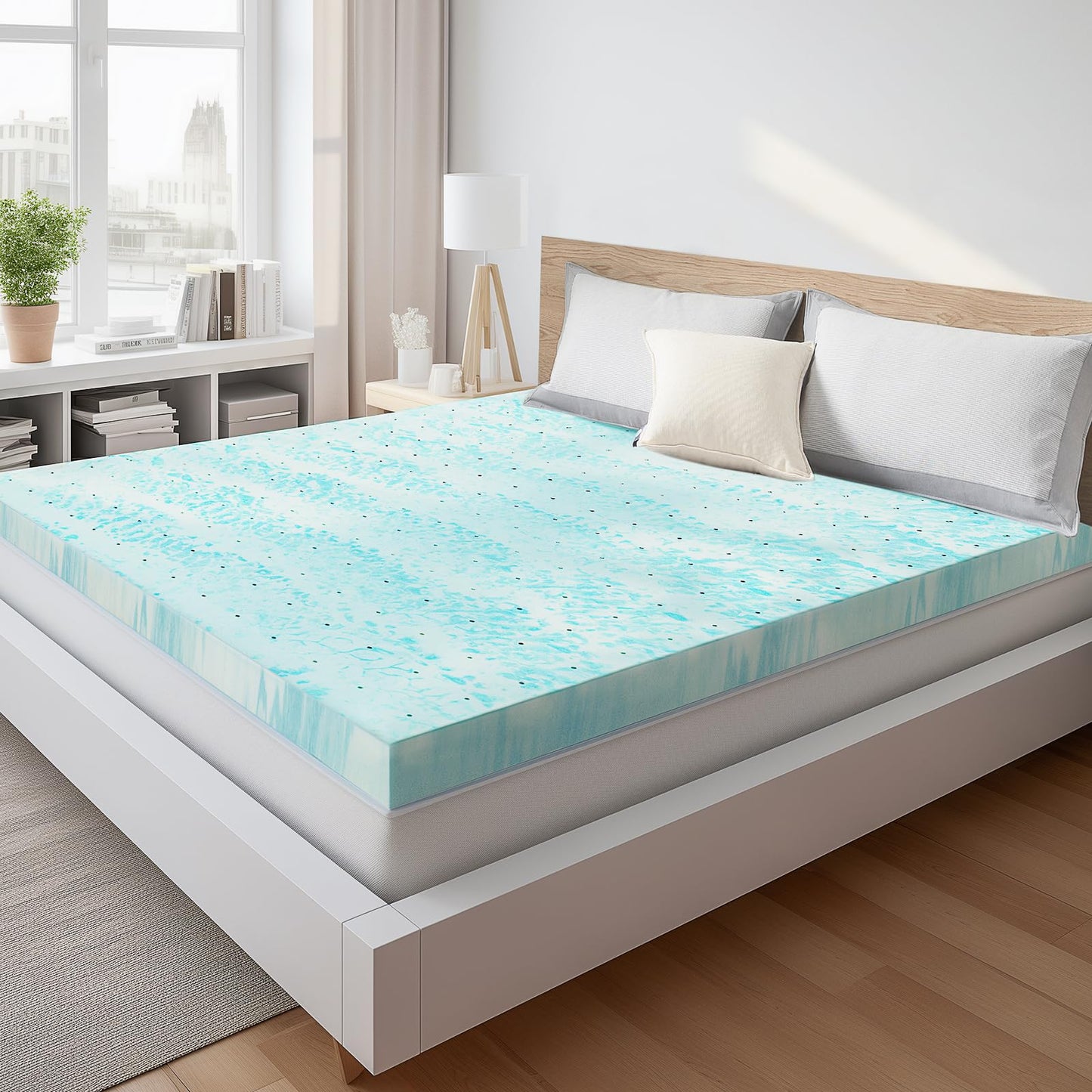 Sweetcrispy Mattress Topper Twin XL, 3 Inch Thick Memory Foam Gel Infused Cooling Toppers Pad for Twin XL Size Bed, Sleeper Sofa, RV, Camper, CertiPUR US Certified, Ventilated and Breathable