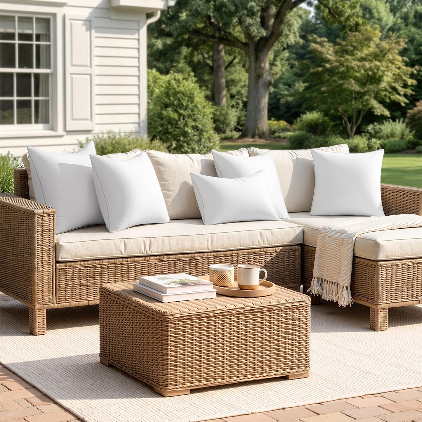 MIULEE Pack of 2 20x20 Outdoor Pillow Inserts, Waterproof Decorative Square Throw Pillow Inserts for Patio Sofa Garden Porch Couch