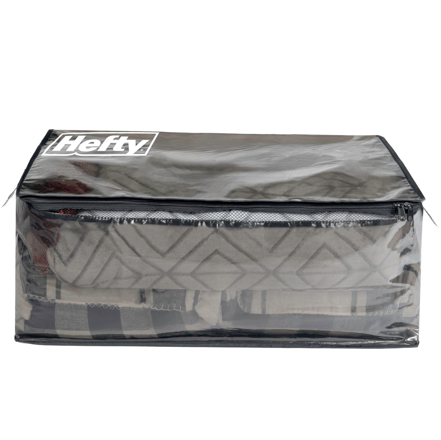 Hefty Storage Bags Extra Large Double Zipper Backpack, Heavy Duty Water Resistant Moving Totes with Shoulder Straps, Foldable Reusable Packing Organizers, 2 Pack (X-Large Black)
