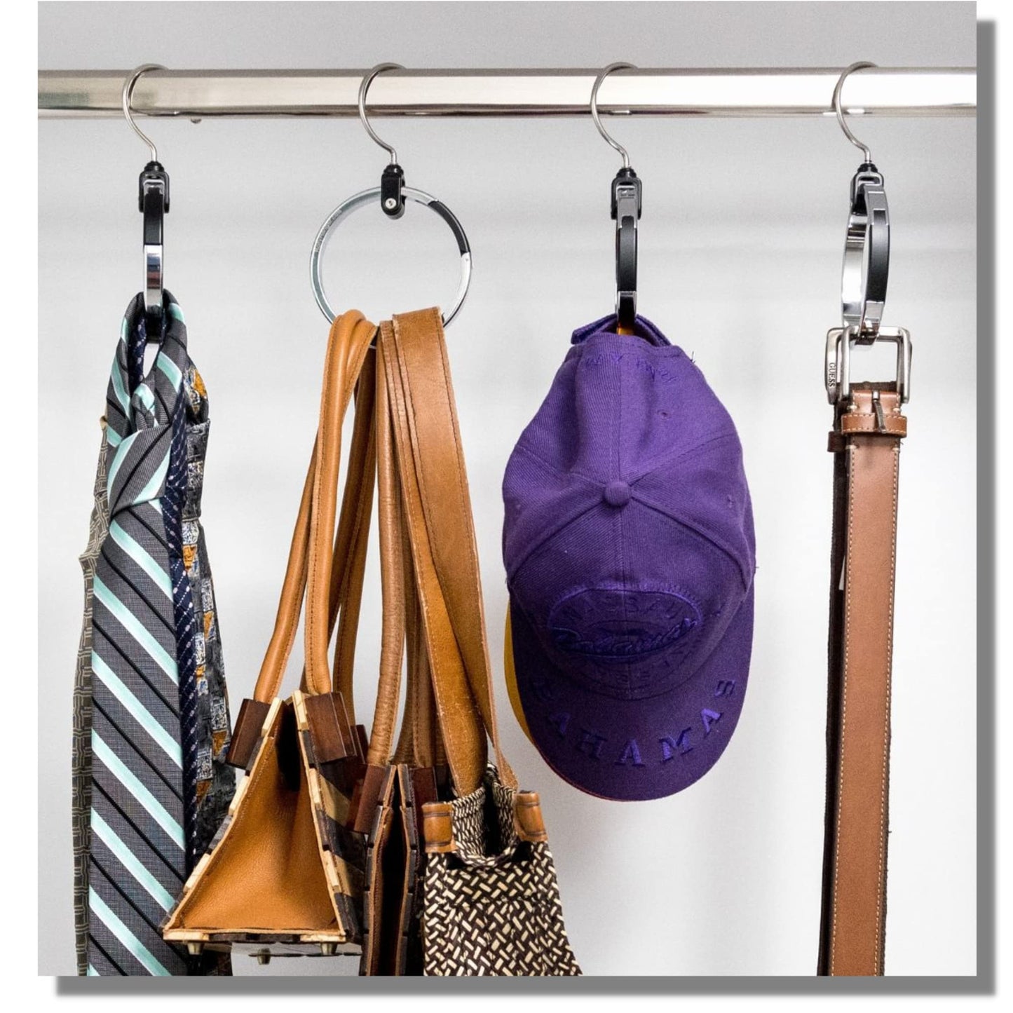 Rolly Hanger® Closet Space Saver – Premium Rotating Aluminum Organizer for Belts, Ties, Hats & Handbags – Heavy Duty 360° Swivel – Declutter & Maximize Storage (2 Pack)