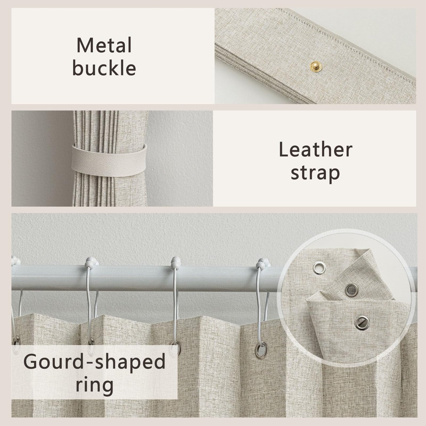 Jilron 100% Blackout Curtains Patio Door Curtain Accordion Door Sliding Door Curtains Extra Wide Blackout Curtains Used for Room Divider(Off-White 98" W x 84" L)