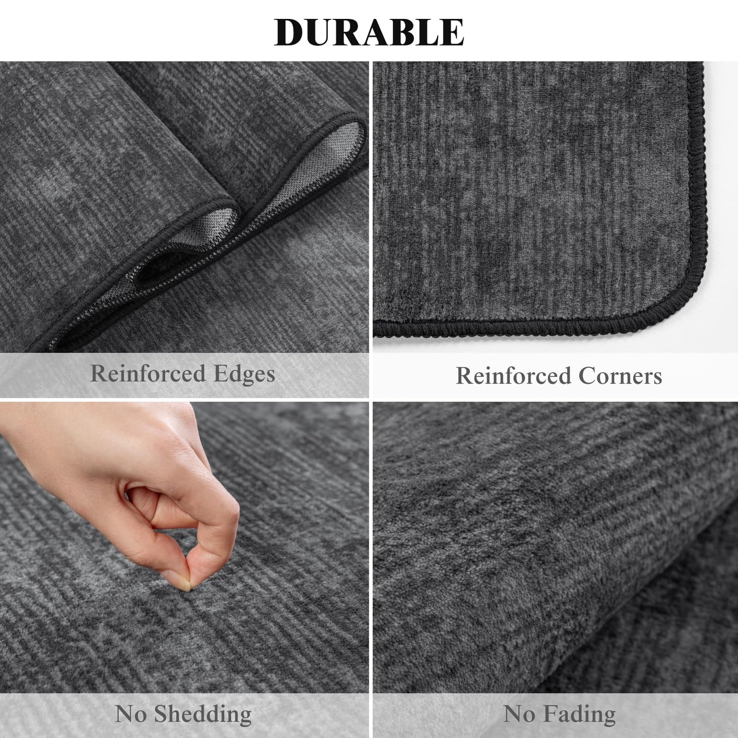 LIANLAM Washable Rug 5x7 Area Rugs for Living Room - Stain Resistant Non-Slip Backing Boho Rug for Bedroom,Durable & Ultra-Thin Vintage Large Area Rug(5x7,Black)
