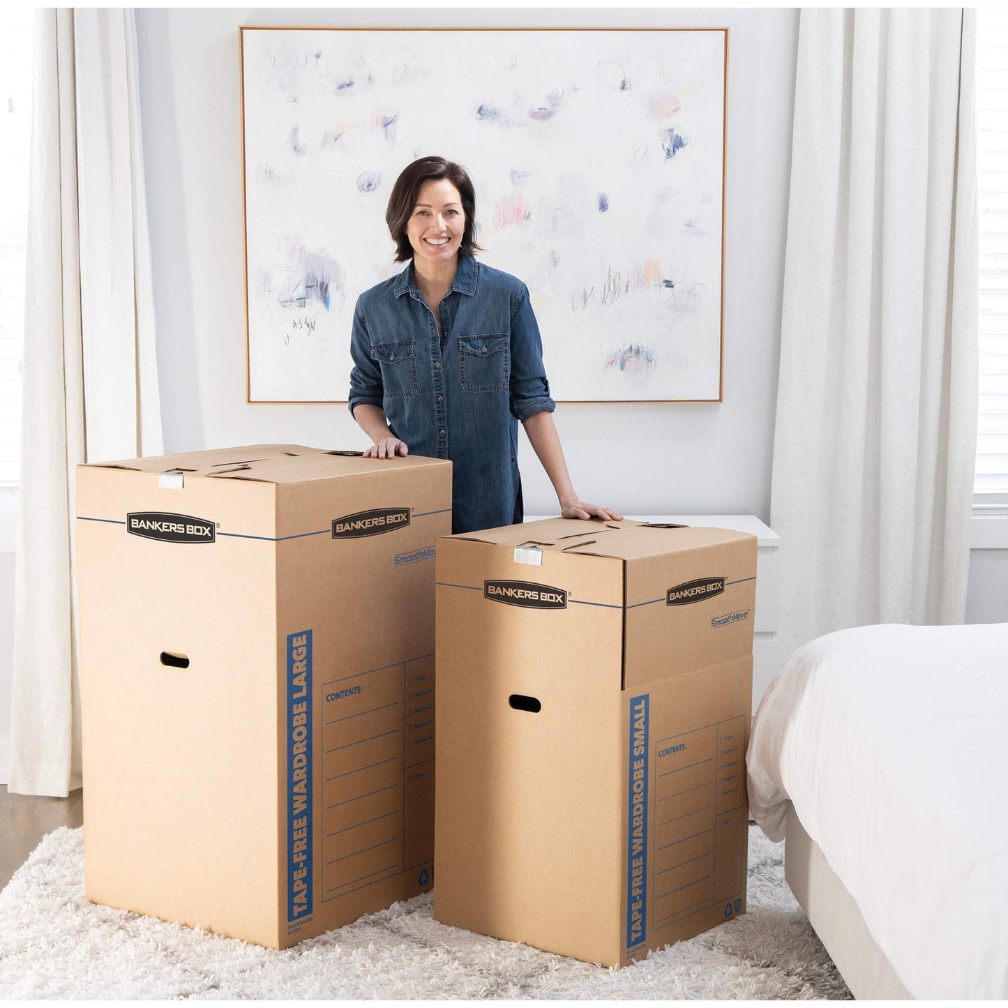 Bankers Box Short Wardrobe Box 3 Pack, Tape-Free Design, 20-in x 20-in x 34-in (7710401)