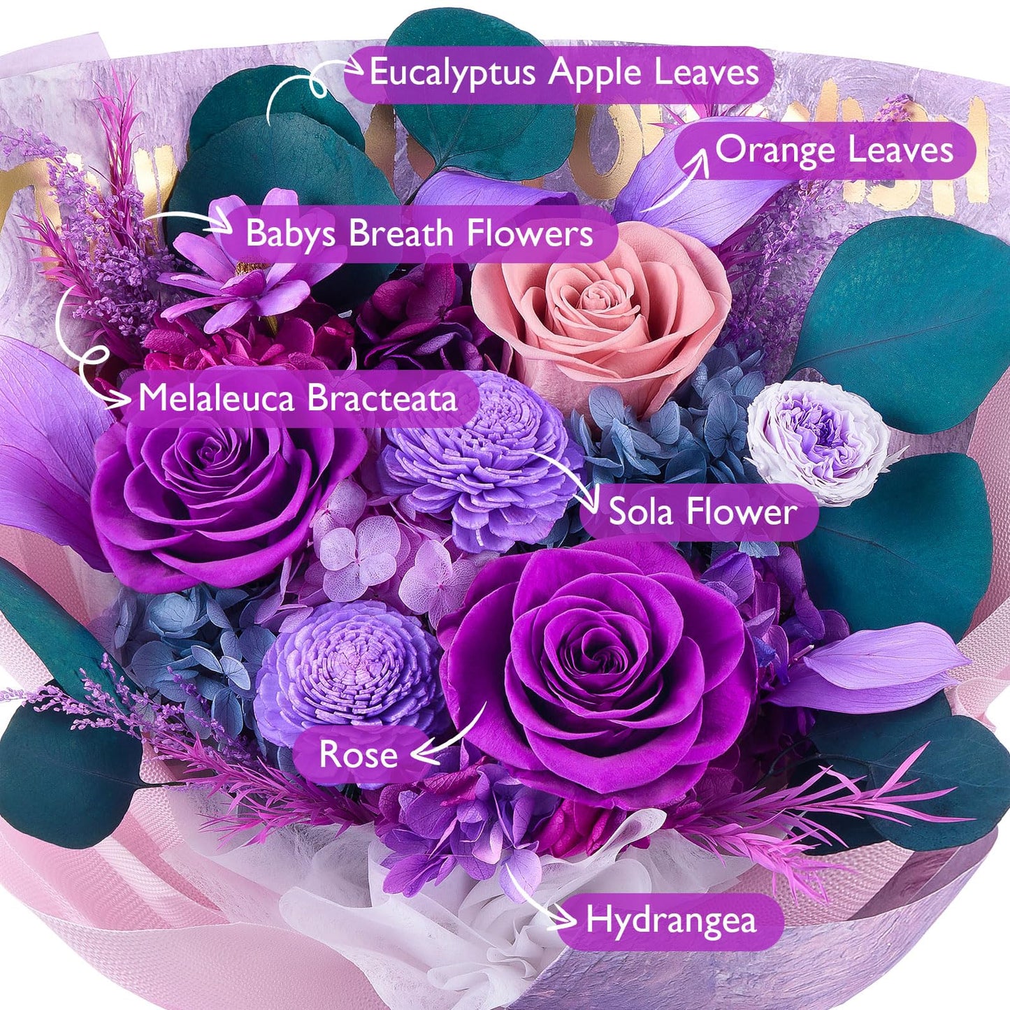 Eterfield Flowers for Delivery Prime, Mothers Day Flowers Forever Bouquet, Preserved Roses and Purple Flowers Birthday Gifts for Her Women Wife Mom Grandma Anniversary Valentine's Day Christmas