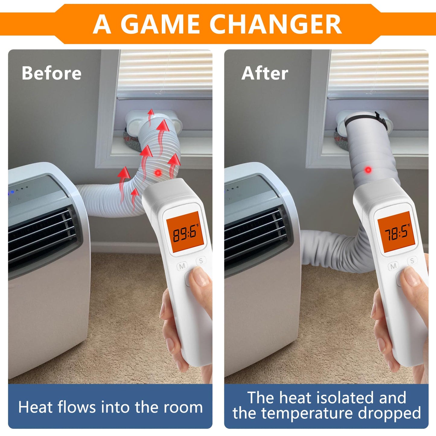 Portable AC Hose Insulation Sleeve Set of 2, Portable Air Conditioners Insulated Hose Cover Wrap, Fit 5" & 5.9" Diameter Exhaust Hose, Easy Installation with 6*Adjustable Buckle Straps, Light Gray