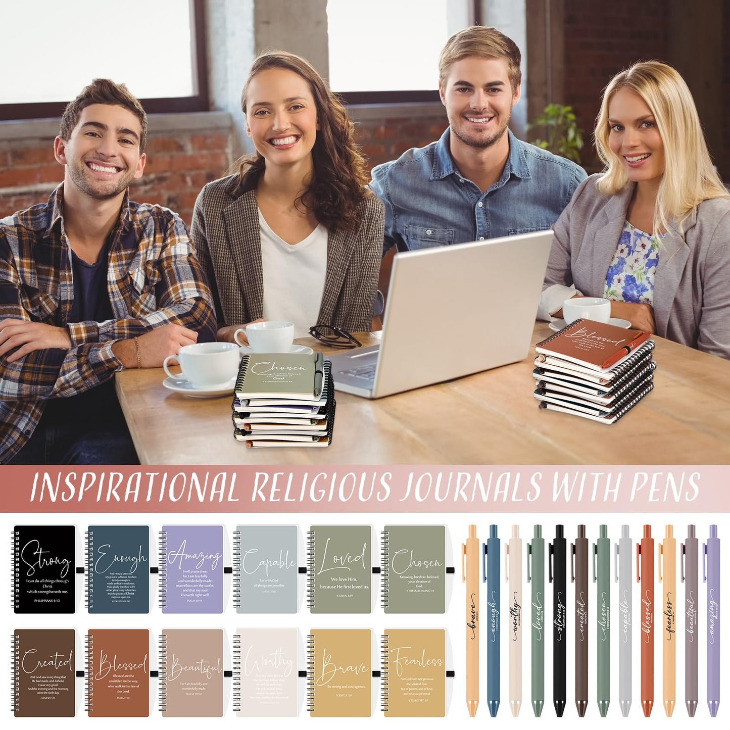 Kosiz 24 Sets Christian Gifts Bulk Christian Notebooks with Pens Inspirational Prayer Journals Bulk A6 Spiral Small Notepads for Women Men Church Members Bible Study Groups (Fresh Color)