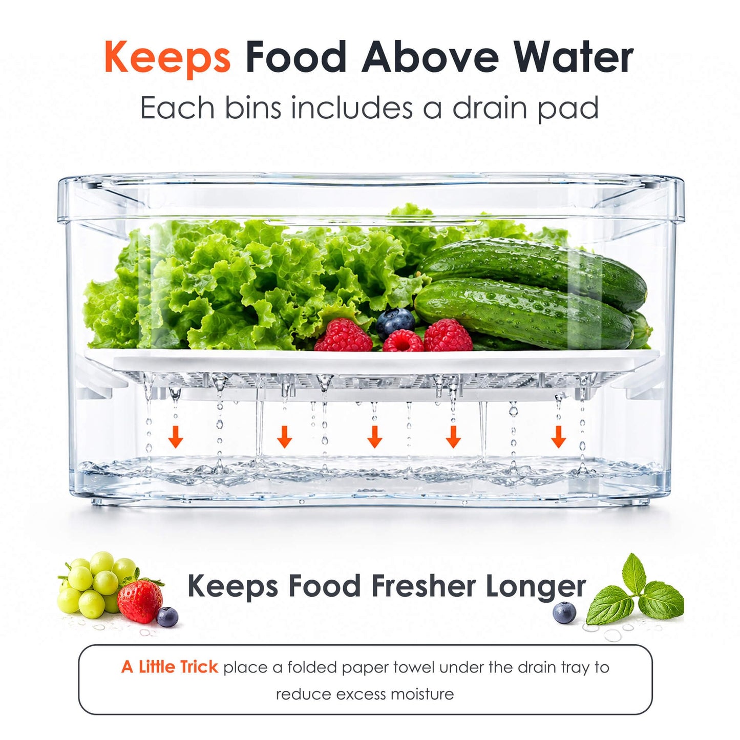 SMRCAD Fridge Organizers and Storage, 8 Pack Clear Freezer Organizer Bins with Lids for Kitchen, Pantry, Refrigerator, Food, Fruit, Vegetable Storage (8 Bins (Include Pull-out Drawer))