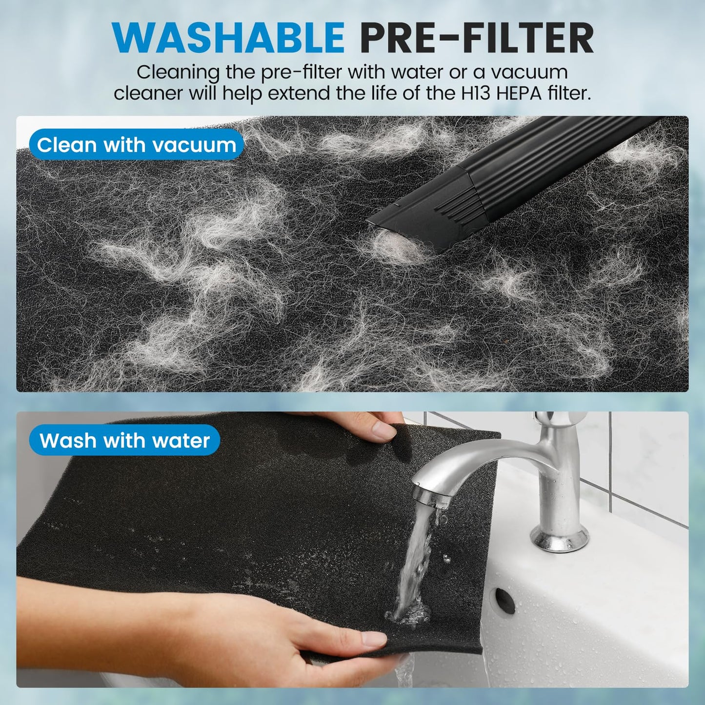 3 Pack KJ190L Filter Replacement Compatible with MOOKA KJ190L KJ190H Air Purifier For Home Large Room 2000 Ft², 3 KJ190 Filters and 6 Washable PreFilters Pet Air Purifier Filters for Bedroom