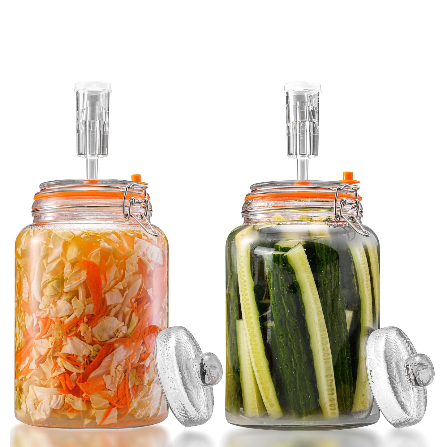YARWELL 1 Gallon Fermentation Jars with Weights & Airlocks, Fermenting Kit for Sauerkraut, Kimchi, Kombucha and Pickles, 2 Pack