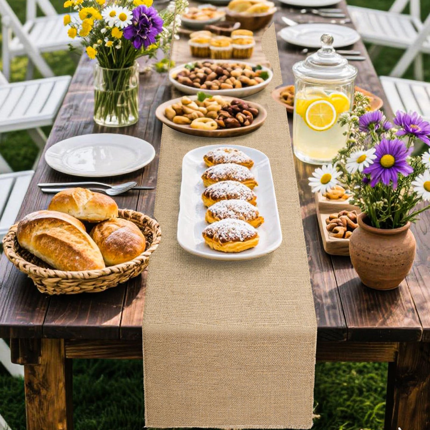 13 Pack Burlap Table Runners 12 x 108 Inches Farmhouse Jute Runner Rustic Burlap Table Runners for Wedding Birthday Engagement Party Home Dining Kitchen Decor