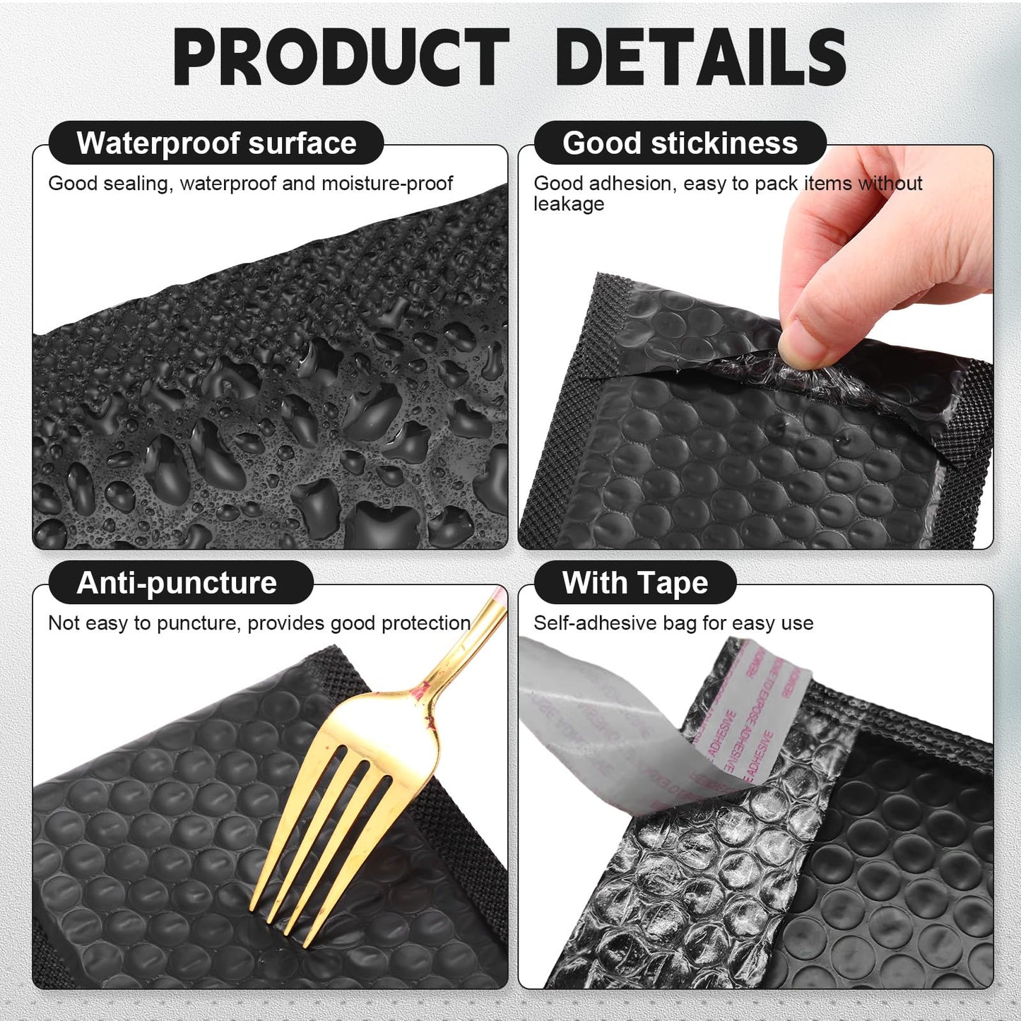 Engrowtic 302 Pcs Trading Card Shipping Protector Set Include 200 Precut Plastic Inserts Card Mailers 100 Poly Bubble Mailers Padded Envelopes and 2 Masking Tape(Black,4.5 x 3.5 Inch)