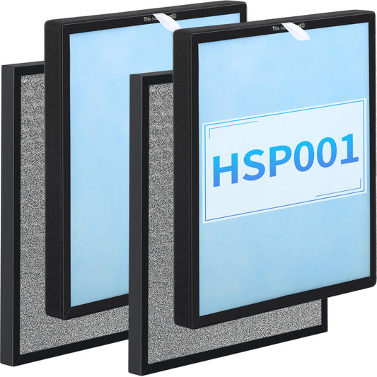 2 Sets HSP001 H13 True Hepa Replacement Filters, Compatible with HATHASPACE Air Purifier, 4 in 2 | True H13 HEPA Filter with Activated Carbon Pre-Filter.