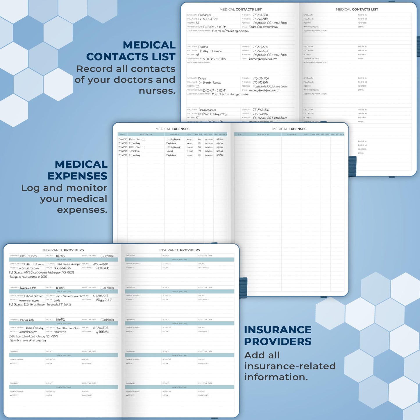 Clever Fox Medical Planner Daily – Health Diary Notebook, Wellness Journal & Self-Care Logbook, Lasts 3 Months, 7x10.5″ (Mystic Blue)