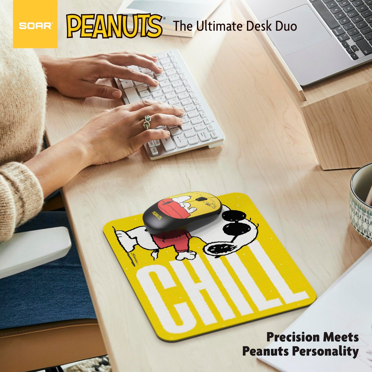 SOAR Peanuts Mouse & Mouse Pad Combo Yellow- Chill