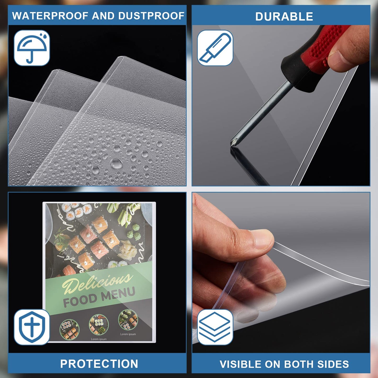 Henoyso 20 Pcs 11x14 Inch PVC Rigid Print Protectors, Heavy Duty Hard Plastic Poster Sleeves for Prints, Magazines, Photos & Paper, Ideal Rigid Menu Covers Paper Page Protectors