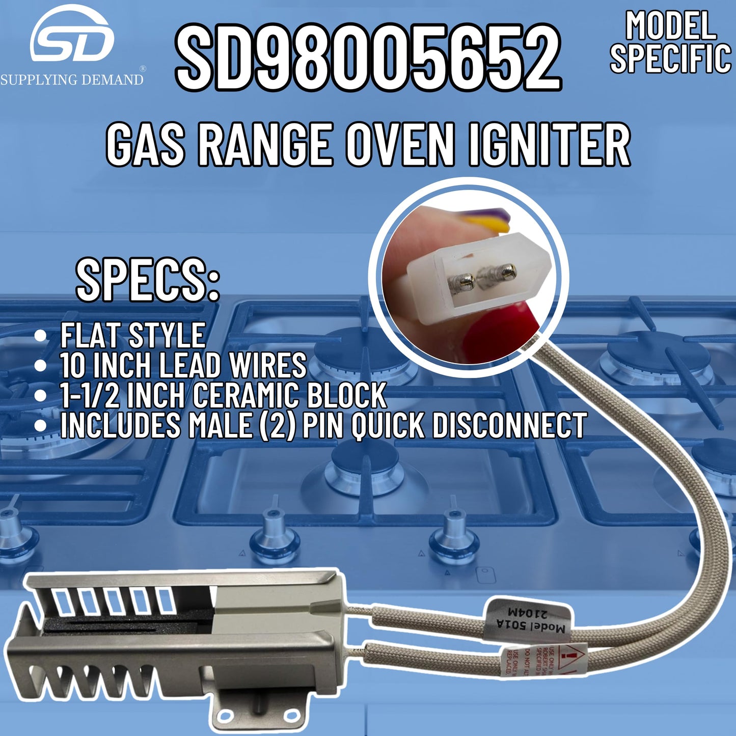Supplying Demand 98005652 W10140611 Gas Range Oven Igniter Replacement