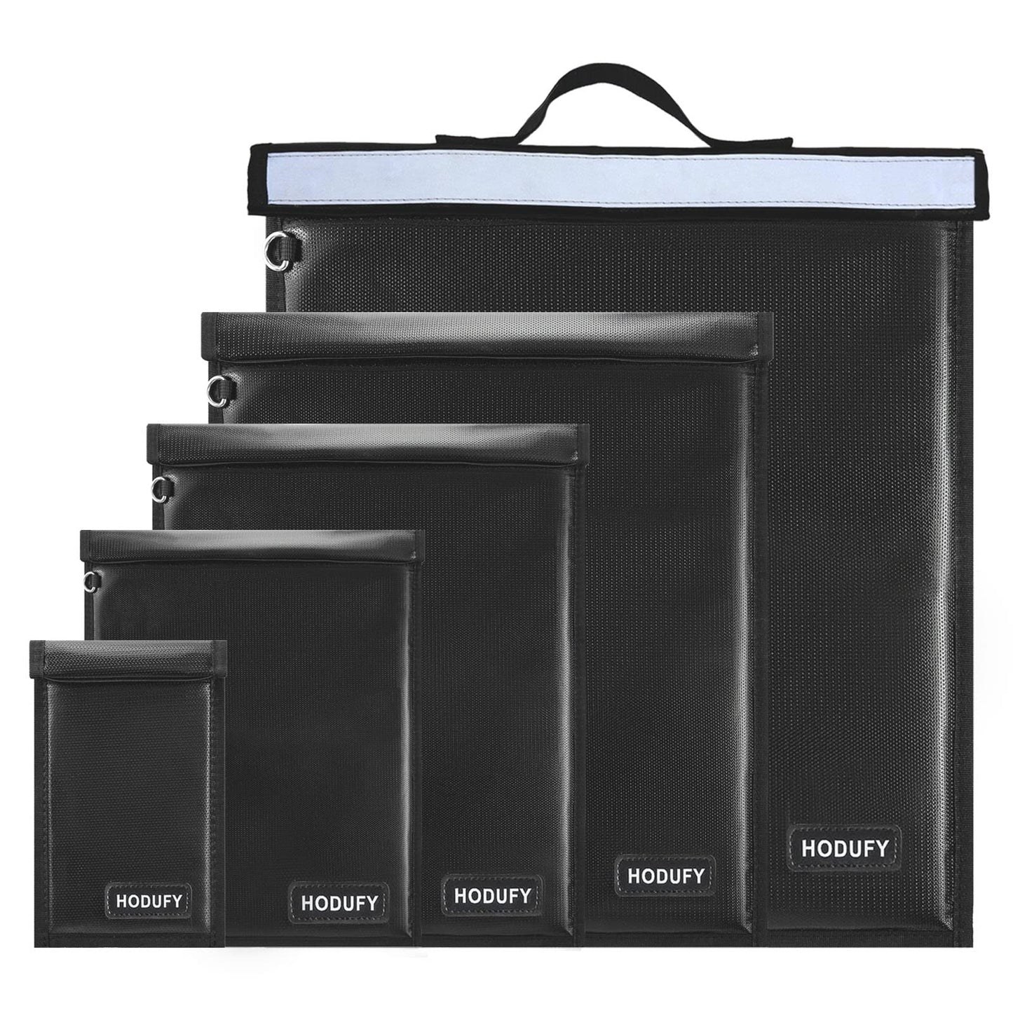 Hodufy 5 Pack Faraday Bags, Extra Large Faraday Bag for Laptops & Tablets & Radio & Car Keys, Faraday Cage with Handle, Fireproof & Water Resistant Faraday Pouch, Faraday Key Fob Protector
