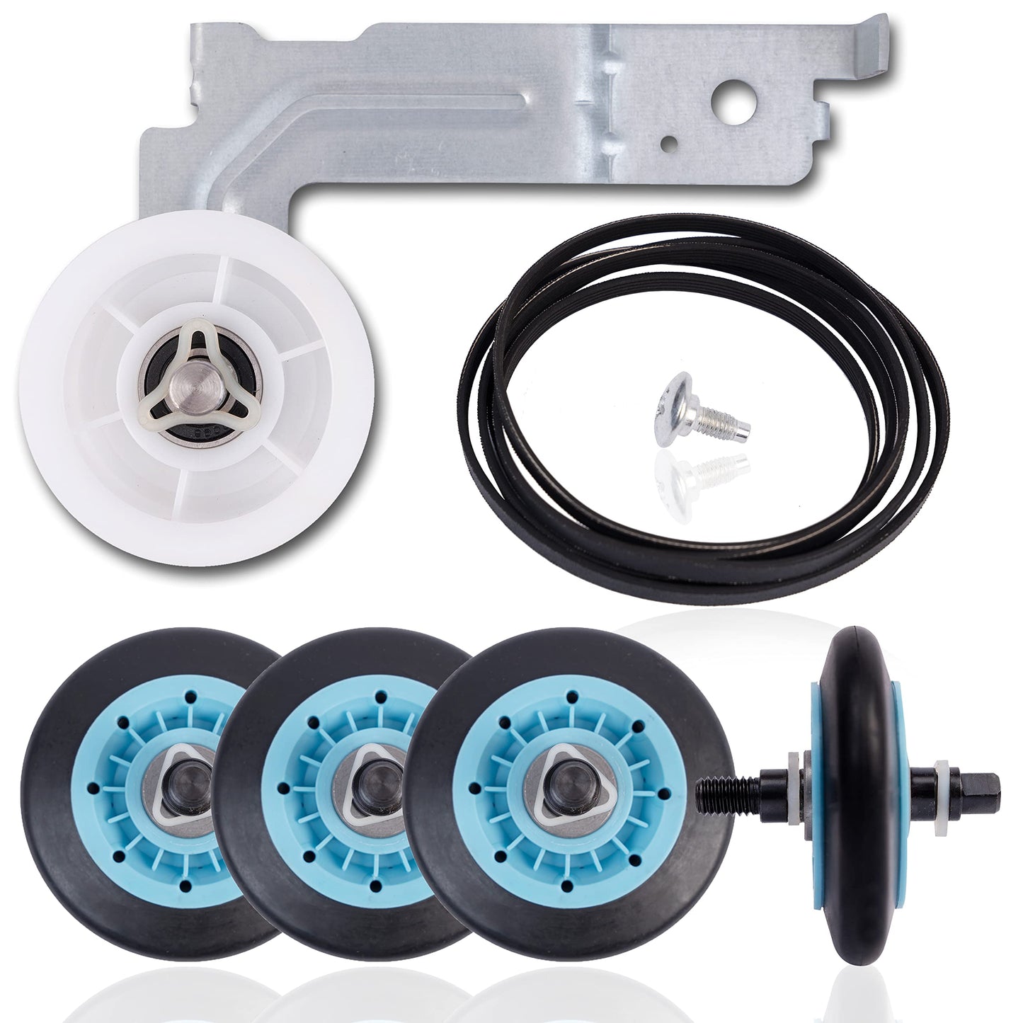 AZ4U Dryer Repair Kit Rollers Belt Pulley Replace for Samsung DV219AEW/XAA DV220AEW/XAA DV48J7700EW/A2 DV48H7400EW/A2 DV42h5200EW/A3 DV42H5000EW/A3 DV42H5200EP/A3 DV42H5200EF/A3 DV42H5000GW/A3
