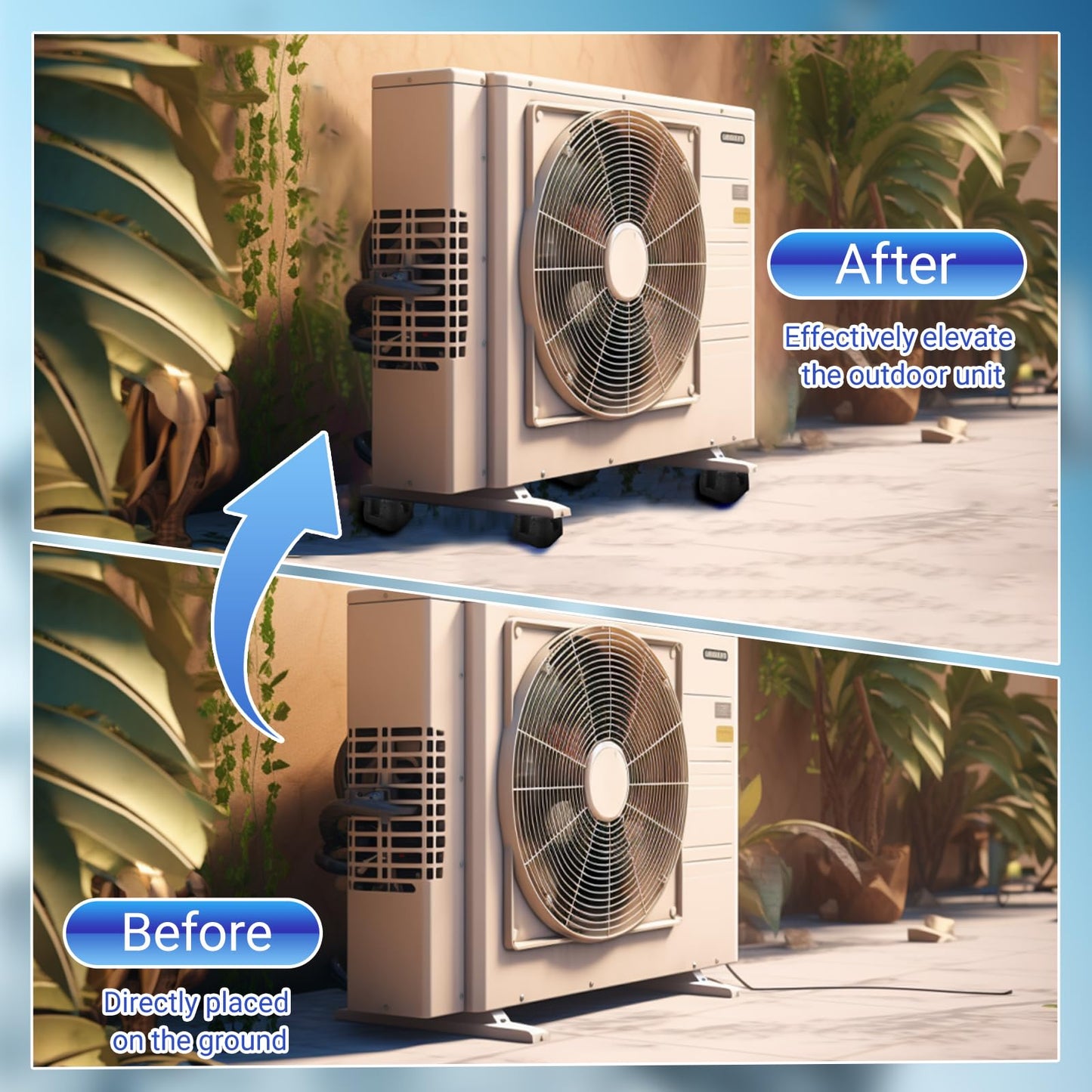 TZKQ 4 Pack Mini Split Floor Mount Base | Air Conditioner Base for 7,000–60,000 BTU | Anti-Vibration Mini Split Base, UV & Waterproof Condenser Support for Outdoor HVAC Units