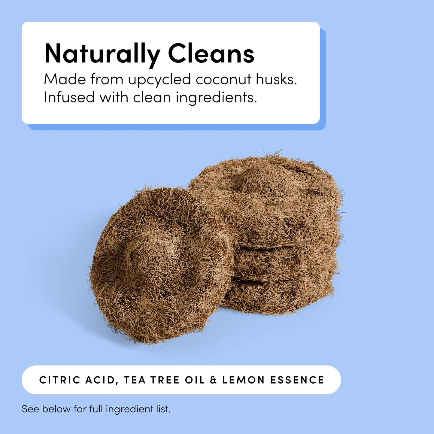 TUSHY Toilet Brush 2.0 Set: with Cleanser-Infused Pads and Holder (Disposable Planet Friendly Refills), Includes 8 Lemon and Tea Tree Coconut Husk Scrubbing Pads