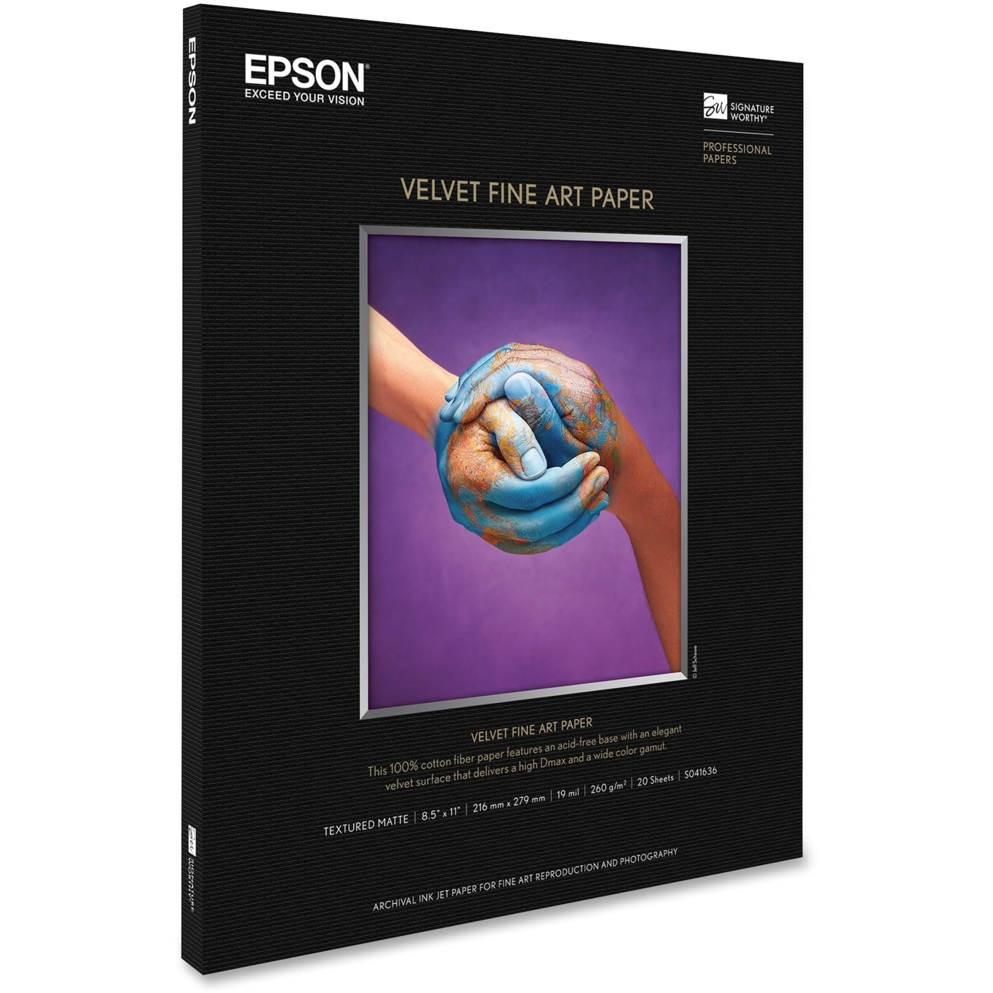 Epson Velvet Fine Art Paper (8.5x11 Inches, 20 Sheets) (S041636), White